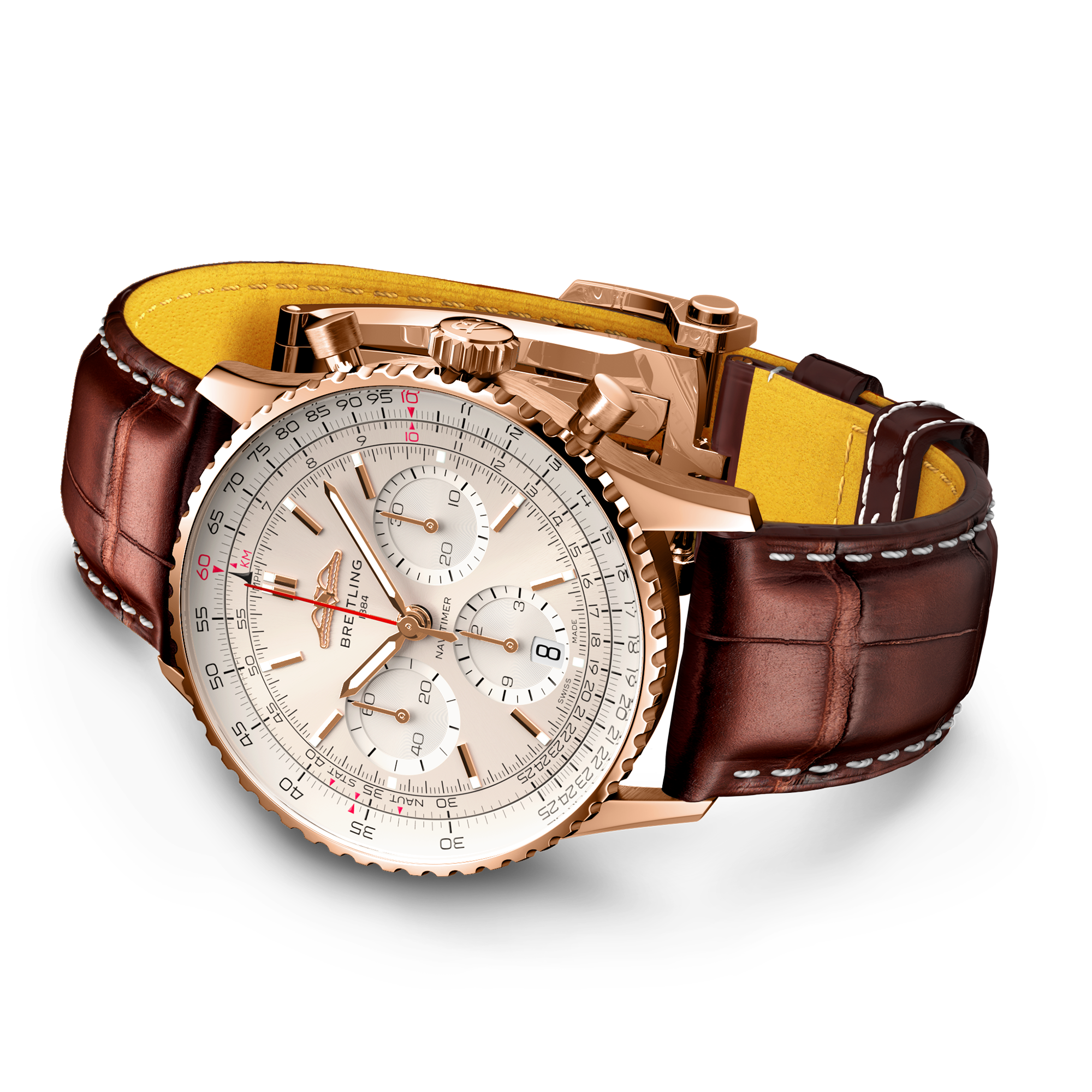 Breitling Navitimer 18ct Red Gold 41mm Silver Dial Men's Chronograph Watch - Berry's Jewellers