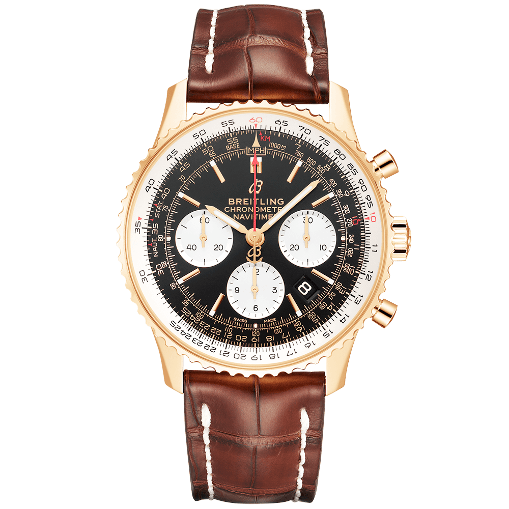 Breitling Navitimer 18ct Red Gold 43mm Black Dial Men's Chronograph Watch - Berry's Jewellers