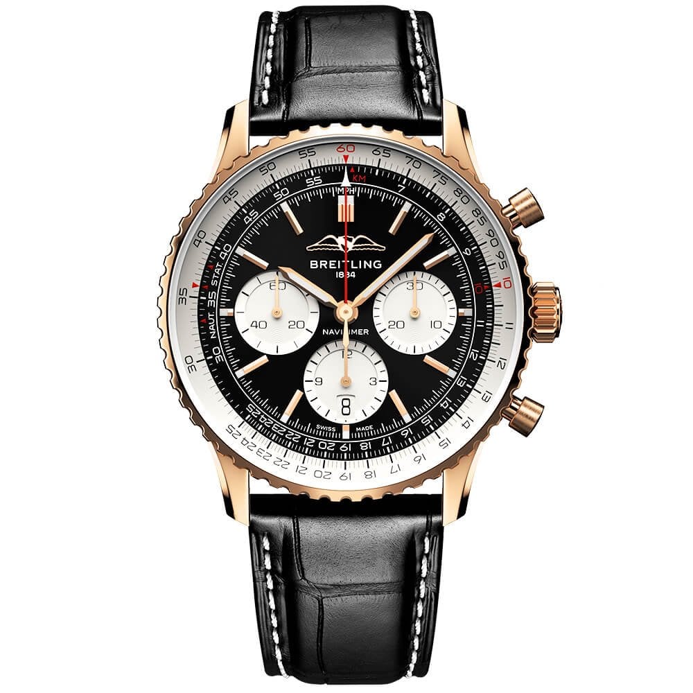 Navitimer 18ct Red Gold 43mm Black/Silver Dial Men's Chronograph Watch