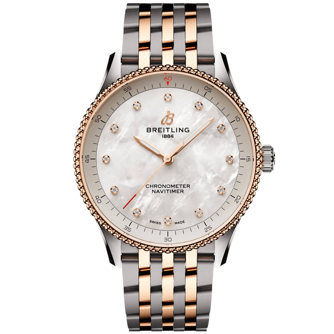 Breitling Navitimer 32mm Two-Tone Diamond Dial Ladies Bracelet Watch - Berry's Jewellers