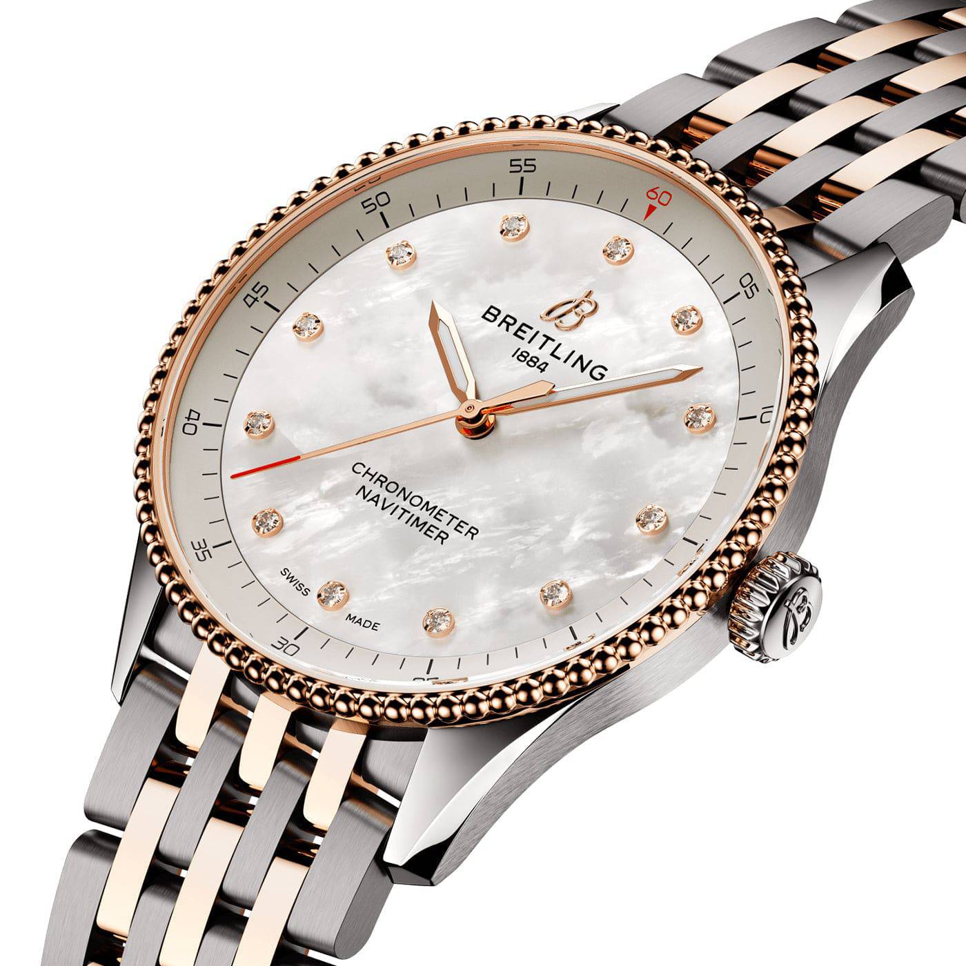 Breitling Navitimer 32mm Two-Tone Diamond Dial Ladies Bracelet Watch - Berry's Jewellers