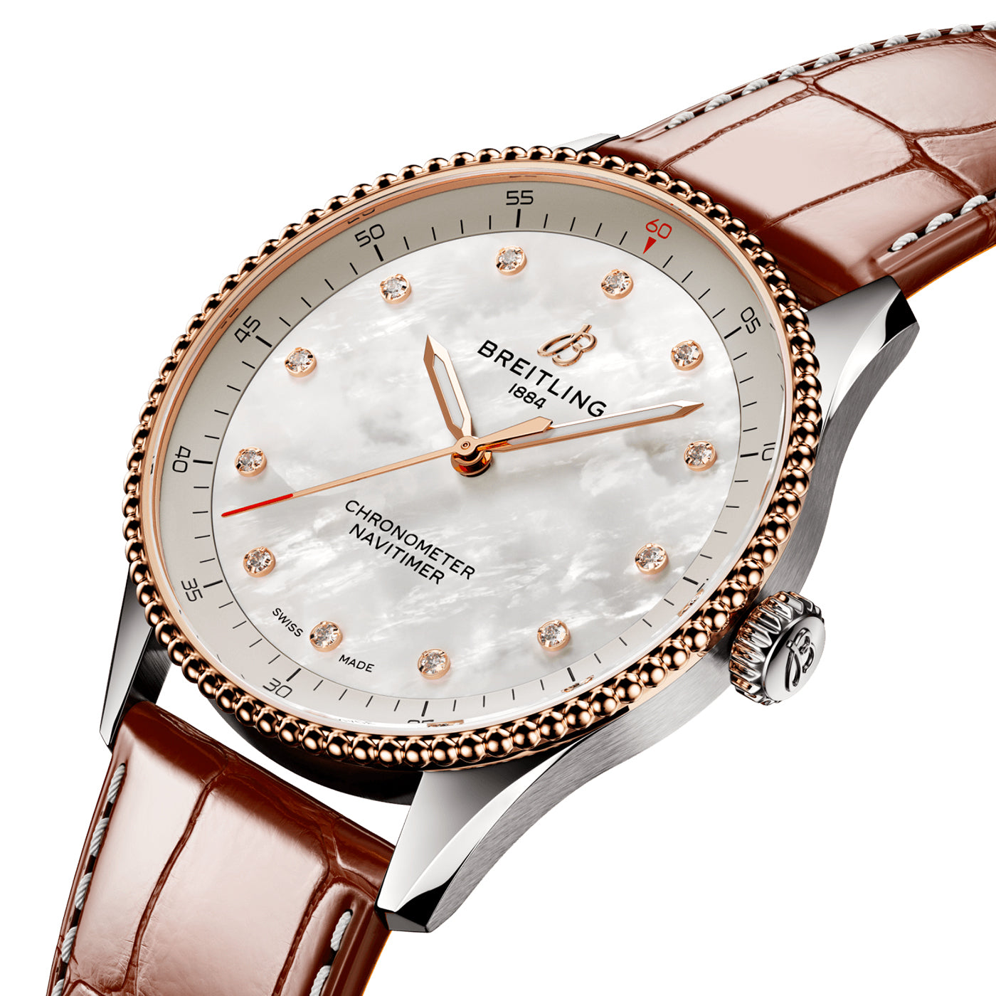 Breitling Navitimer 32mm Two-Tone Diamond Dial Ladies Strap Watch - Berry's Jewellers