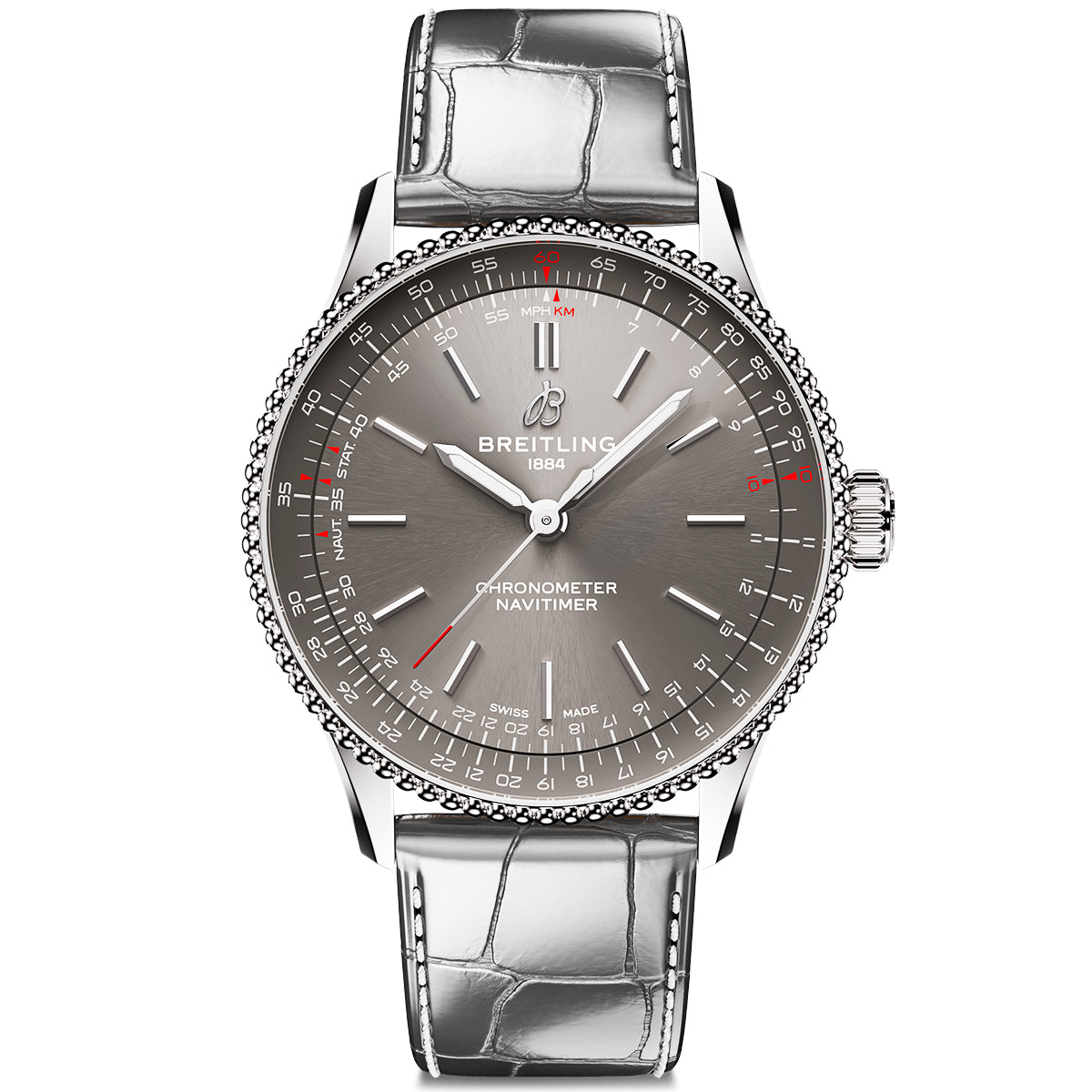 Breitling Navitimer 36mm Anthracite Grey Dial Ladies Automatic Strap Watch - Berry's Jewellers