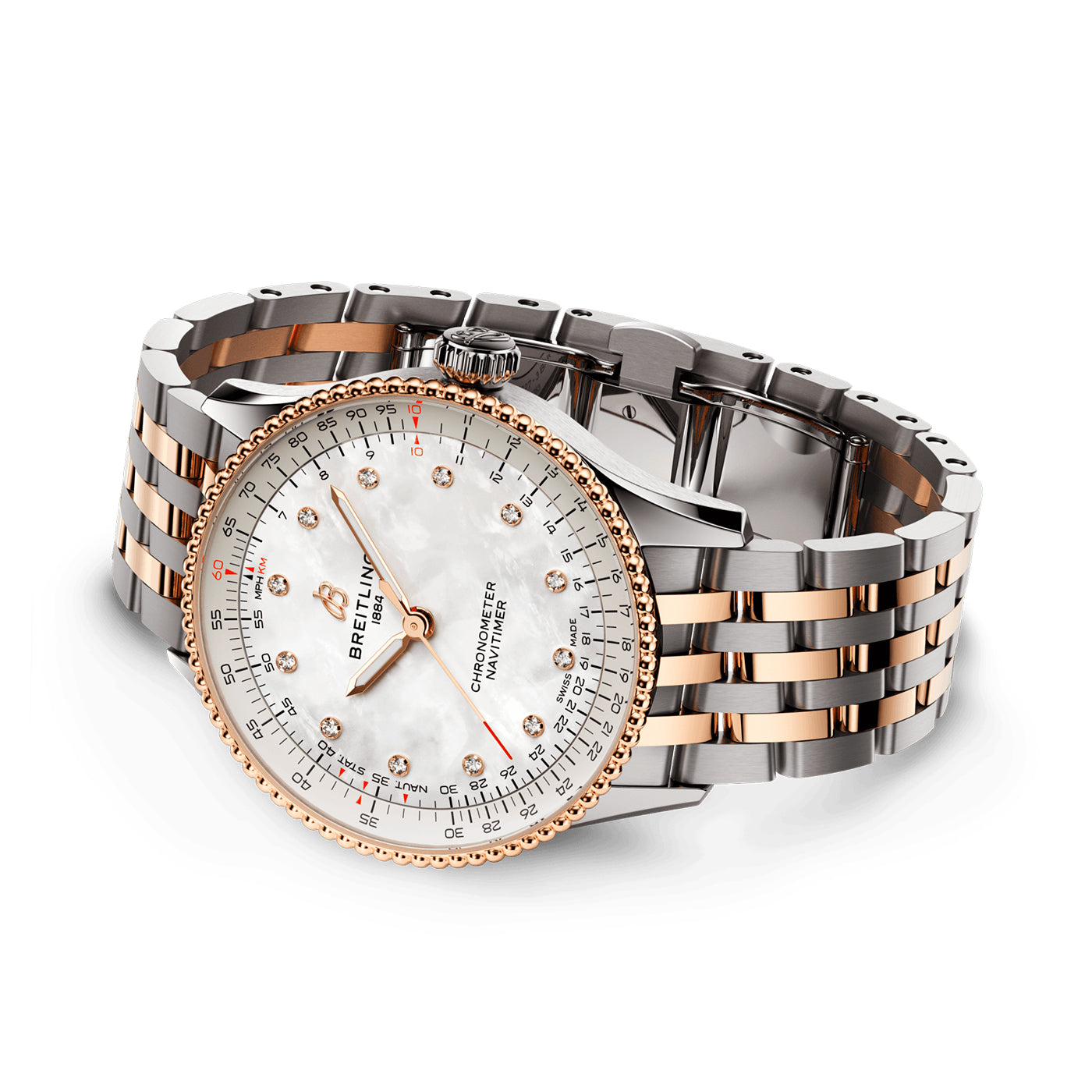 Navitimer 36mm Two-Tone Diamond Dial Ladies Bracelet Watch