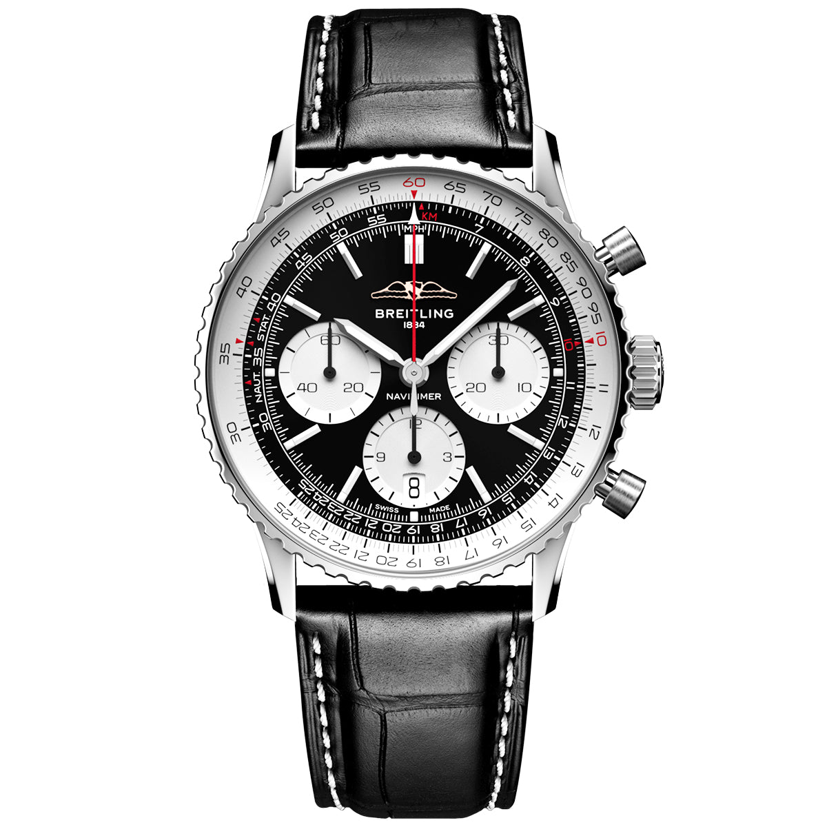 Breitling Navitimer 41mm Black Dial Automatic Chronograph Strap Watch - Berry's Jewellers