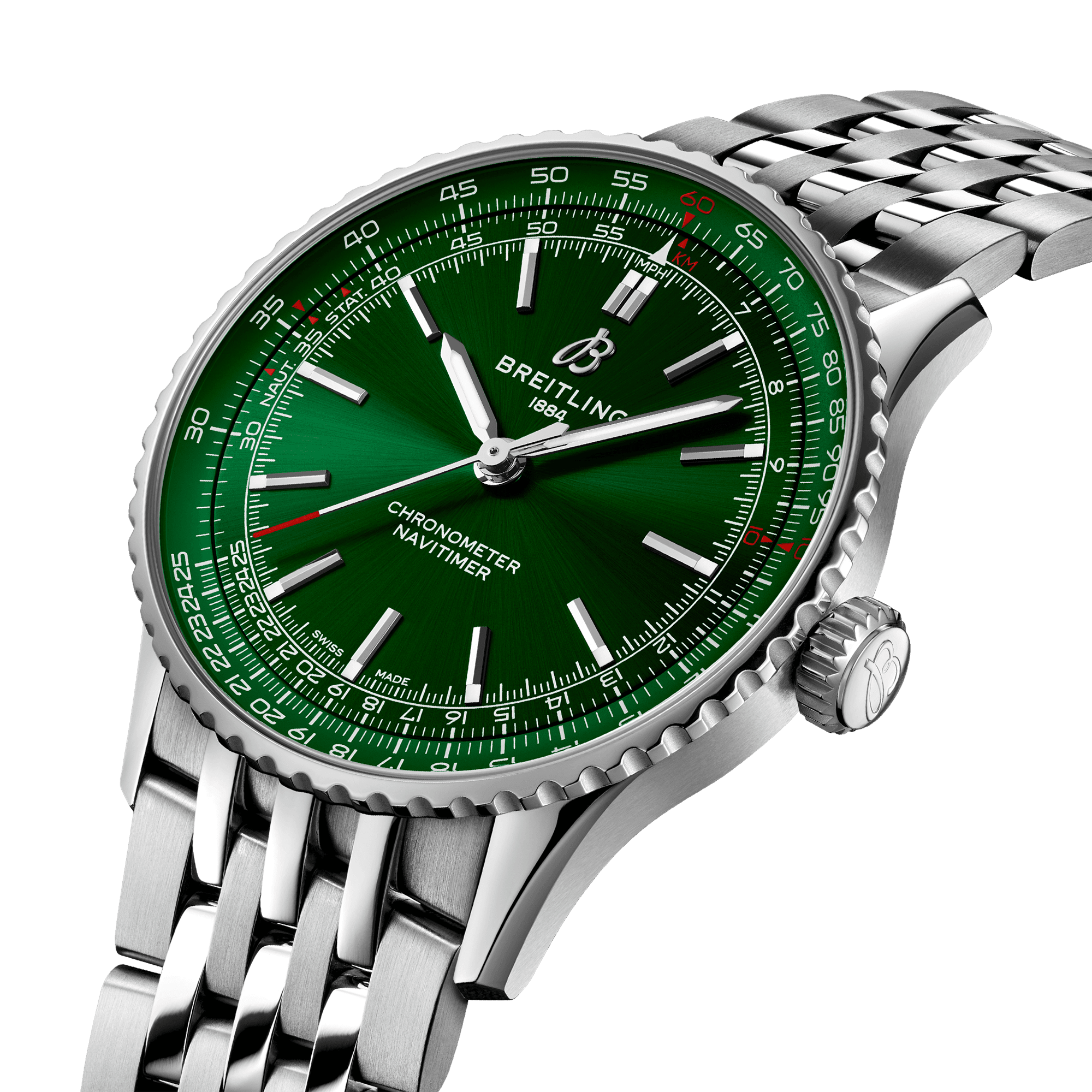 Breitling Navitimer 41mm Green Dial Men's Automatic Bracelet Watch - Berry's Jewellers