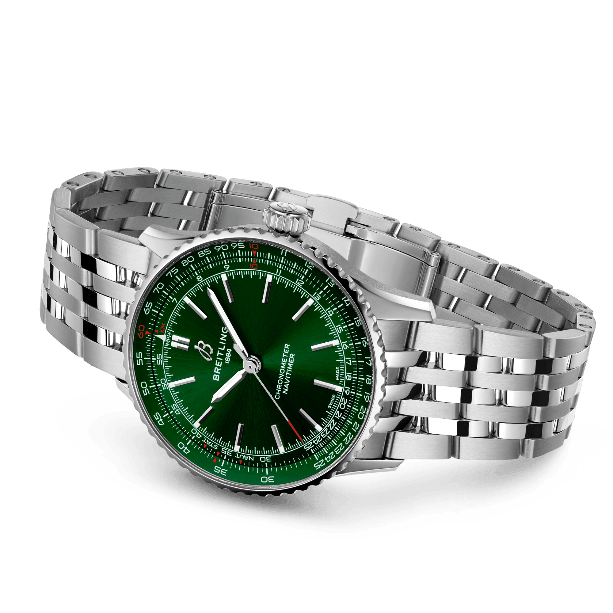 Breitling Navitimer 41mm Green Dial Men's Automatic Bracelet Watch - Berry's Jewellers