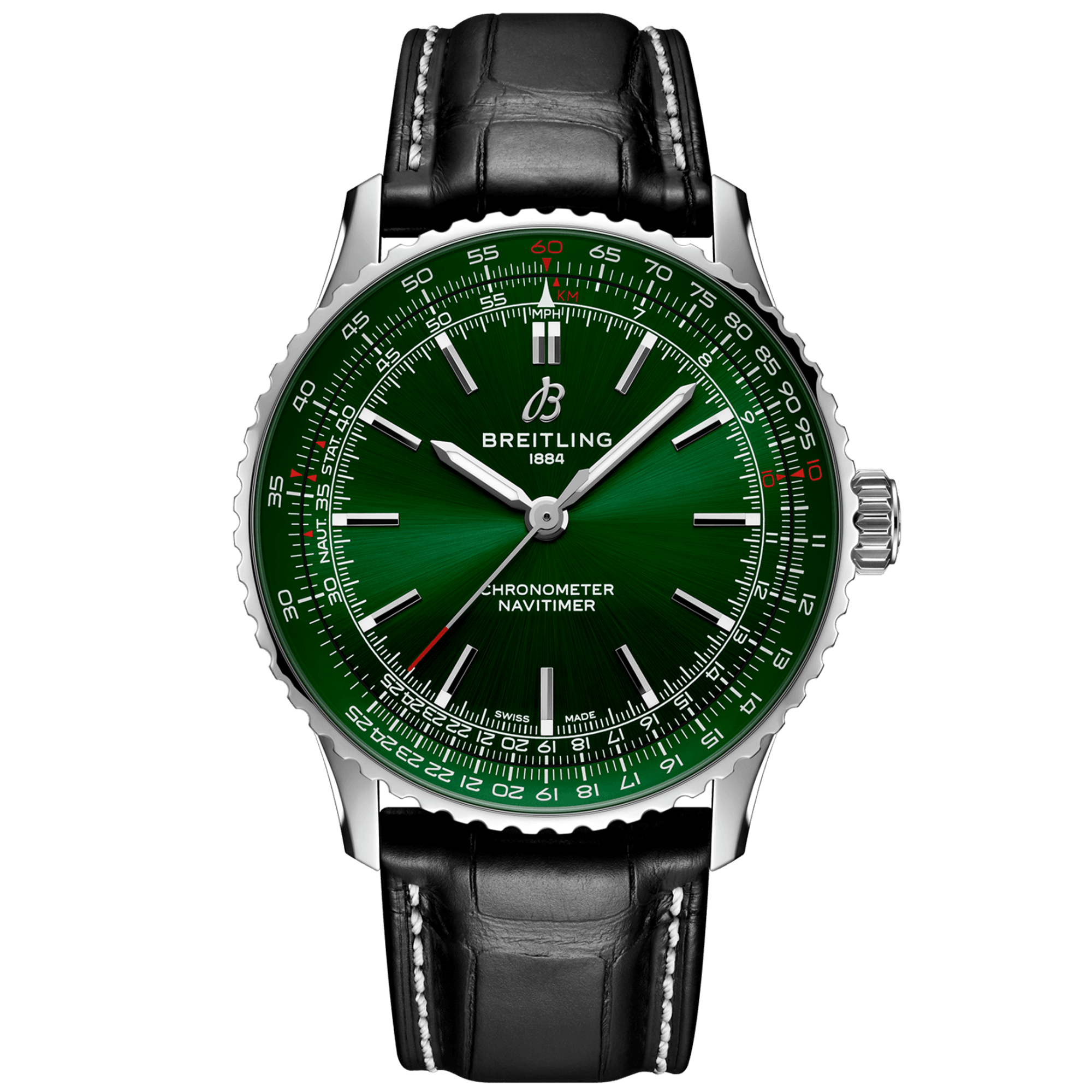 Breitling Navitimer 41mm Green Dial Men's Automatic Strap Watch - Berry's Jewellers