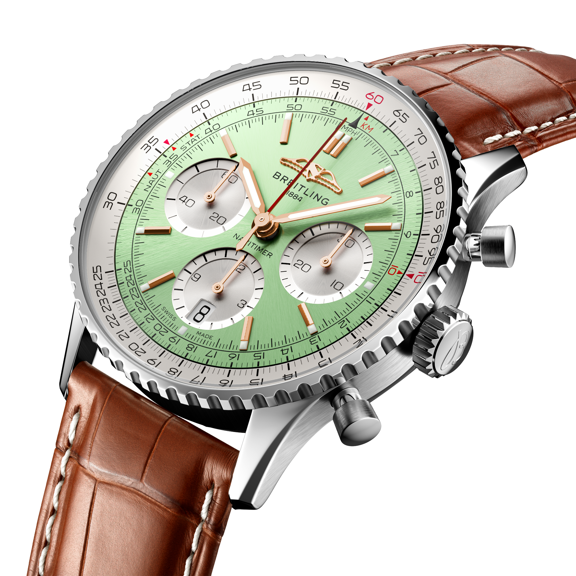 Breitling Navitimer 41mm Green Dial Men's Chronograph Strap Watch - Berry's Jewellers