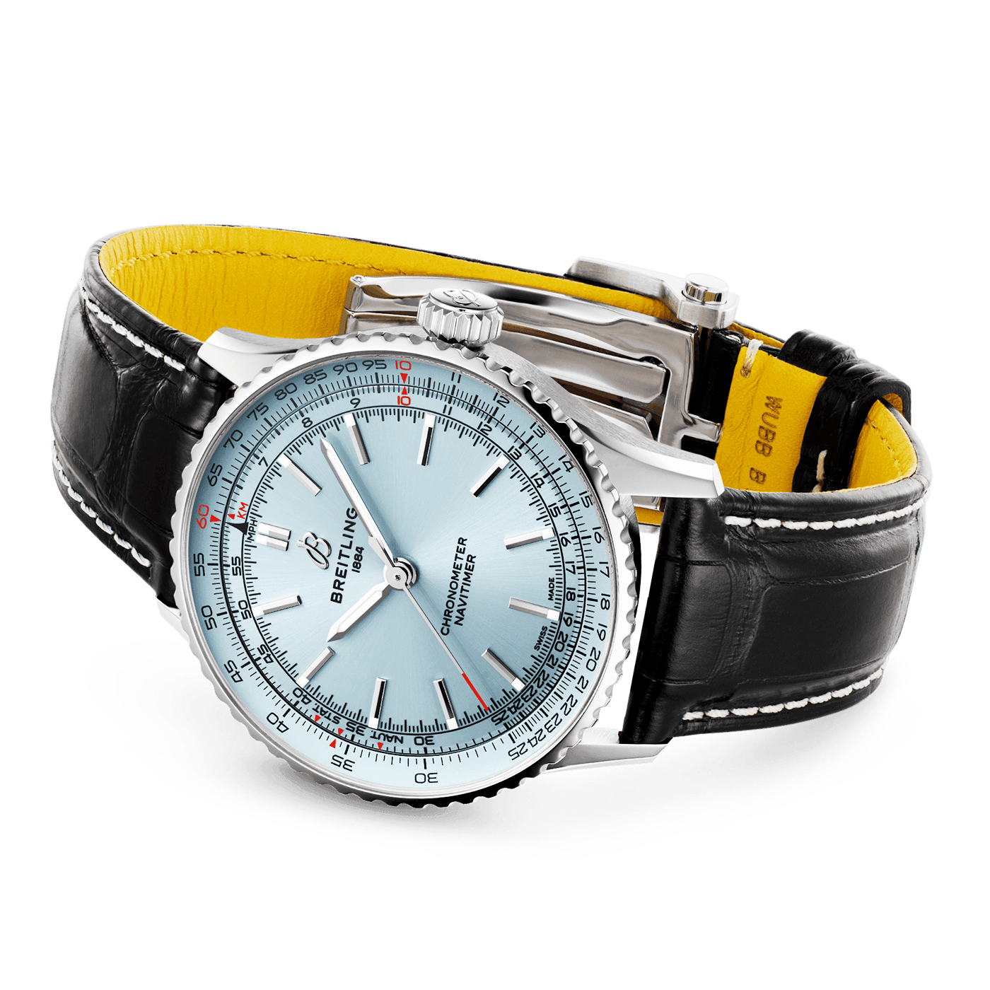 Navitimer 41mm Ice Blue Dial Men's Automatic Leather Strap Watch