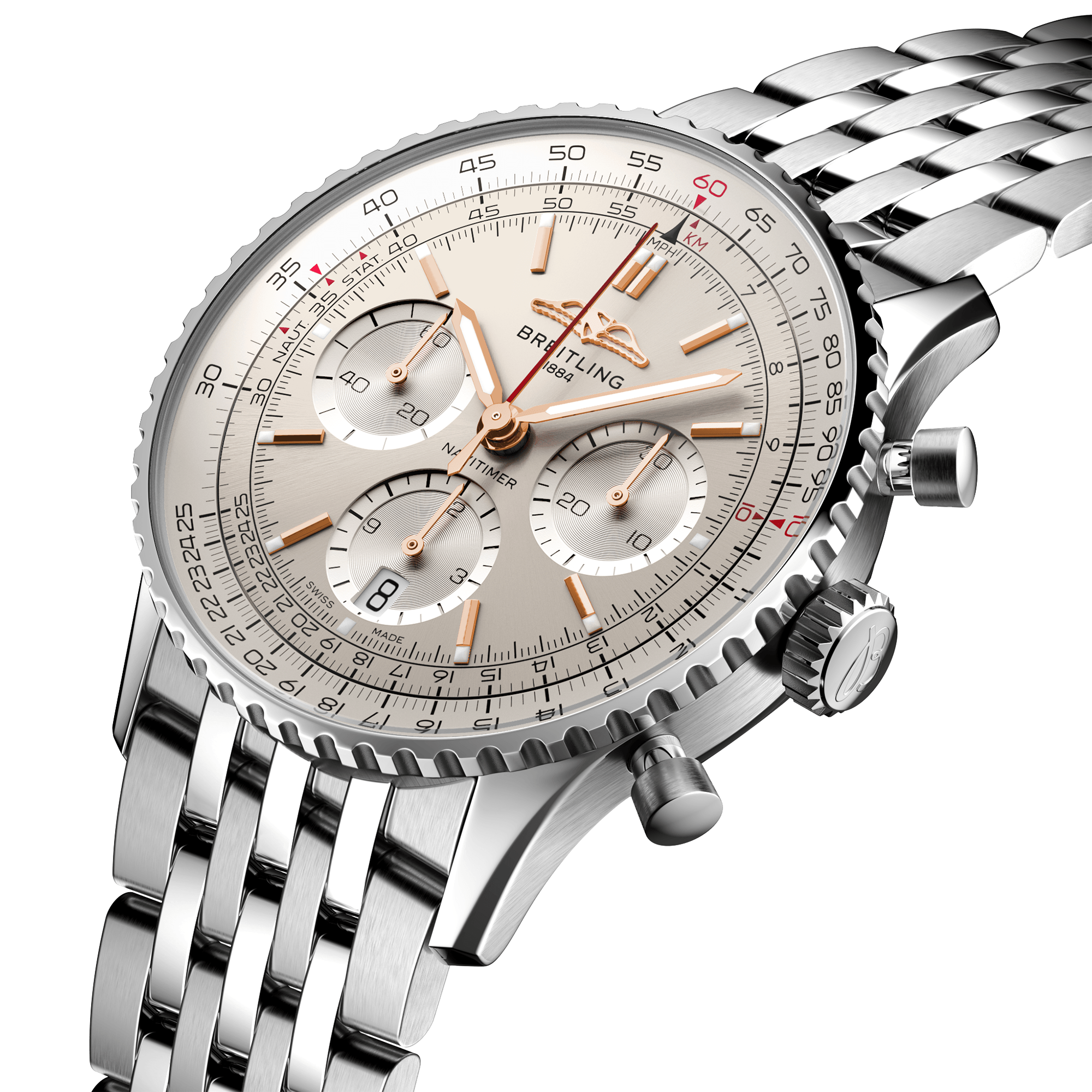 Breitling Navitimer 41mm Silver/Gold Dial Men's Chronograph Bracelet Watch - Berry's Jewellers