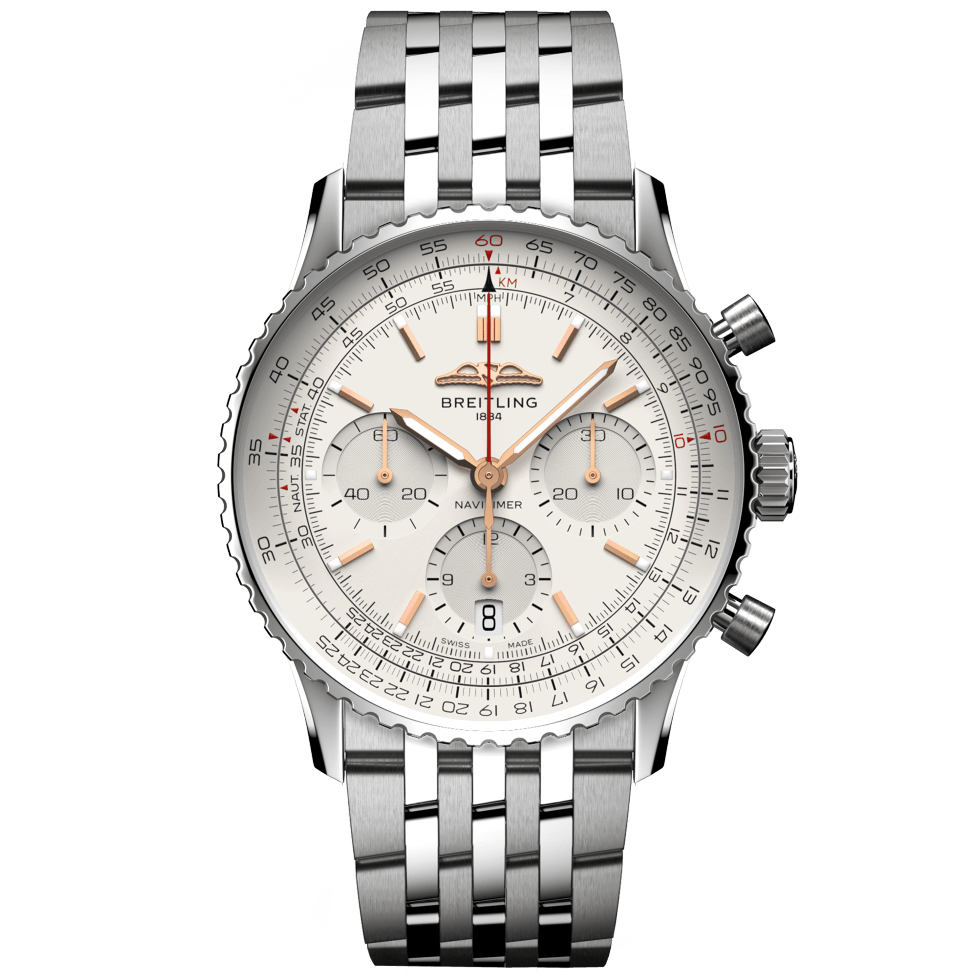 Breitling Navitimer 41mm Silver/Gold Dial Men's Chronograph Bracelet Watch - Berry's Jewellers