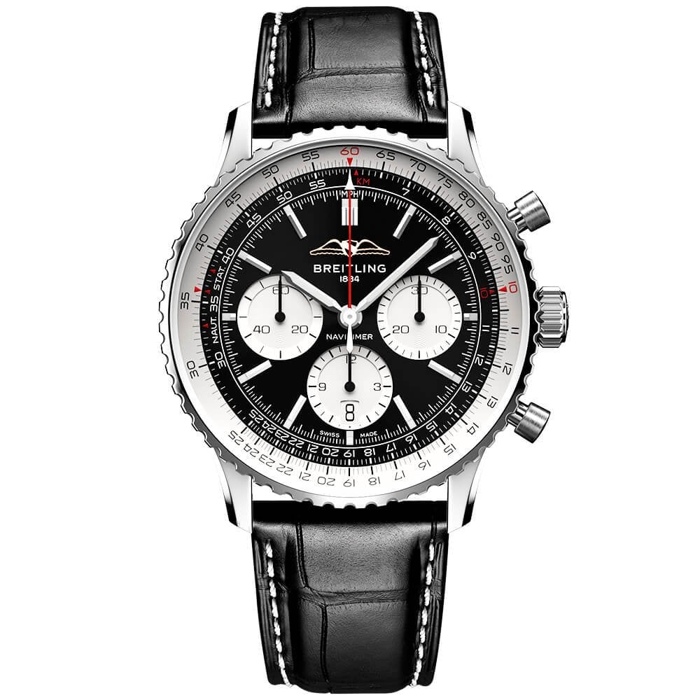 Navitimer 43mm Black/Silver Dial Men's Chronograph Watch