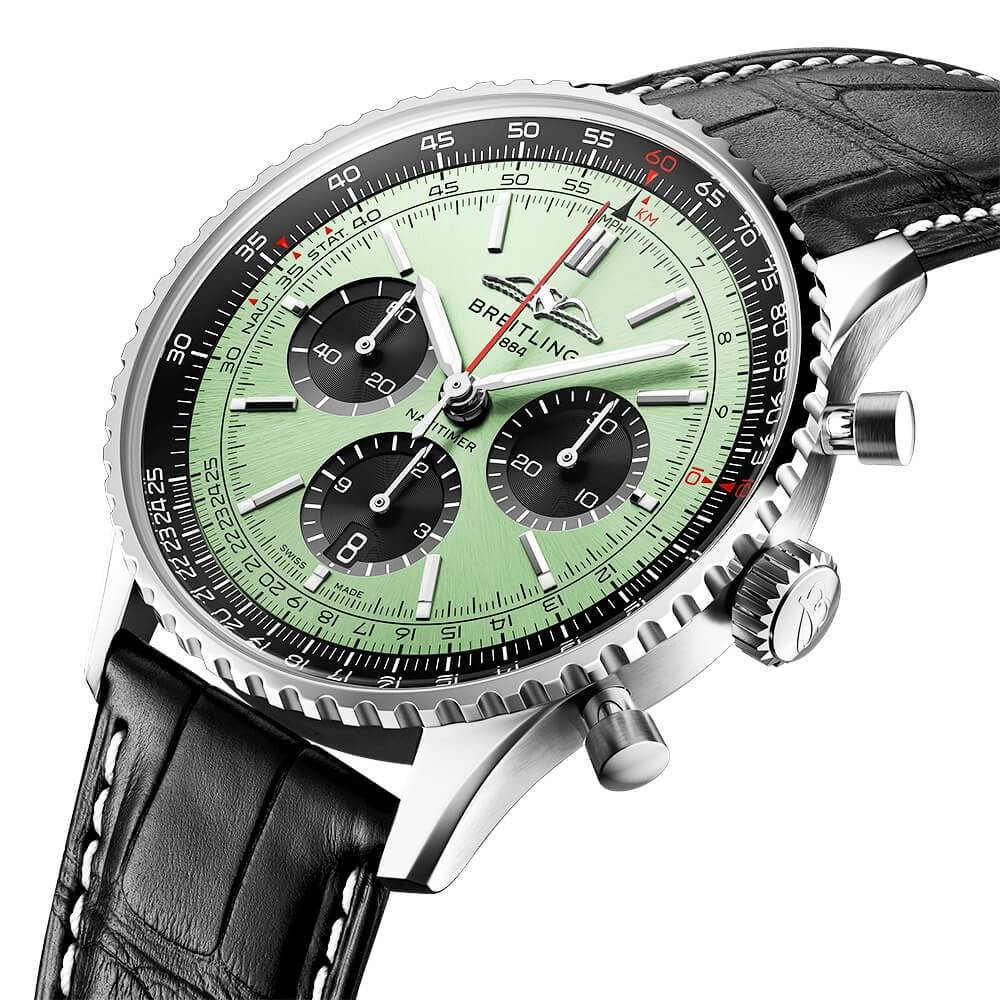 Breitling Navitimer 43mm Mint Green/Black Dial Men's Chronograph Watch - Berry's Jewellers