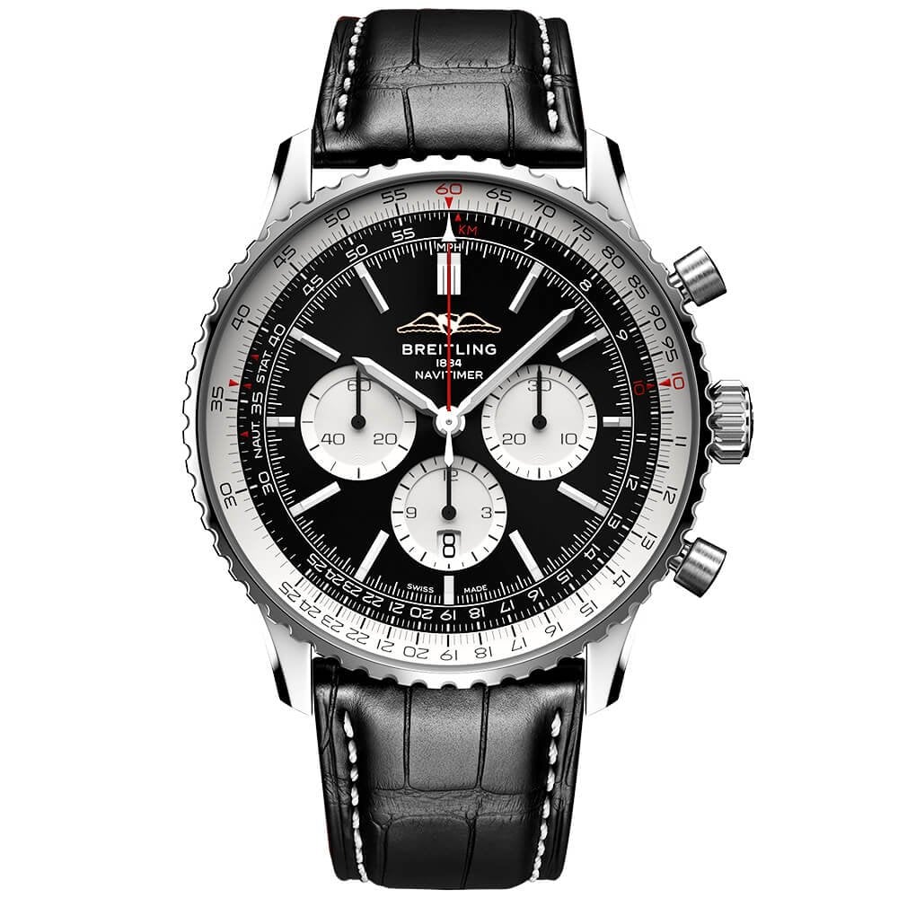 Navitimer 46mm Black/Silver Dial Men's Chronograph Watch