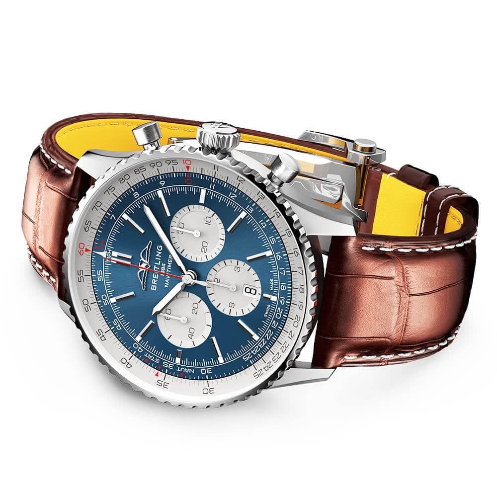 Breitling Navitimer 46mm Blue/Silver Dial Men's Automatic Leather Strap Watch - Berry's Jewellers