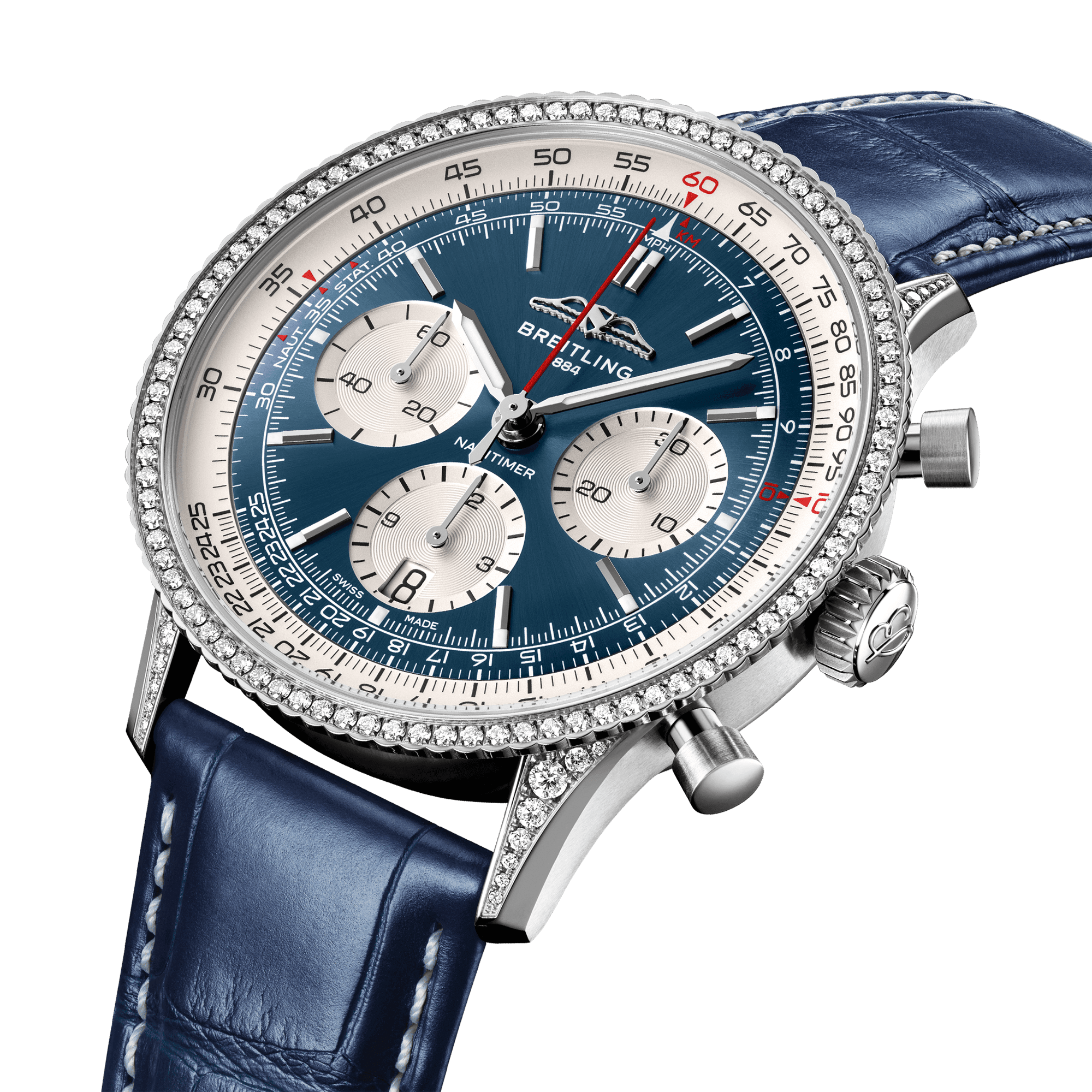 Breitling Navitimer Chronograph 41mm Blue Dial Diamond Bezel Watch - Berry's Jewellers