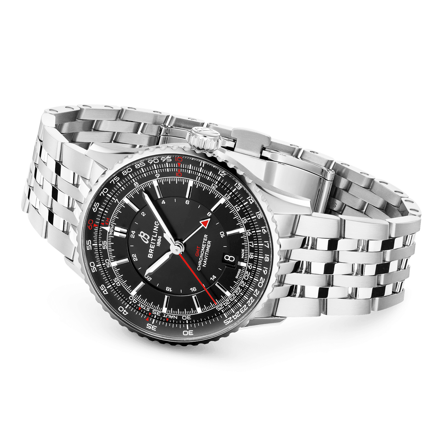 Breitling Navitimer GMT 41mm Black Dial Men's Automatic Bracelet Watch - Berry's Jewellers