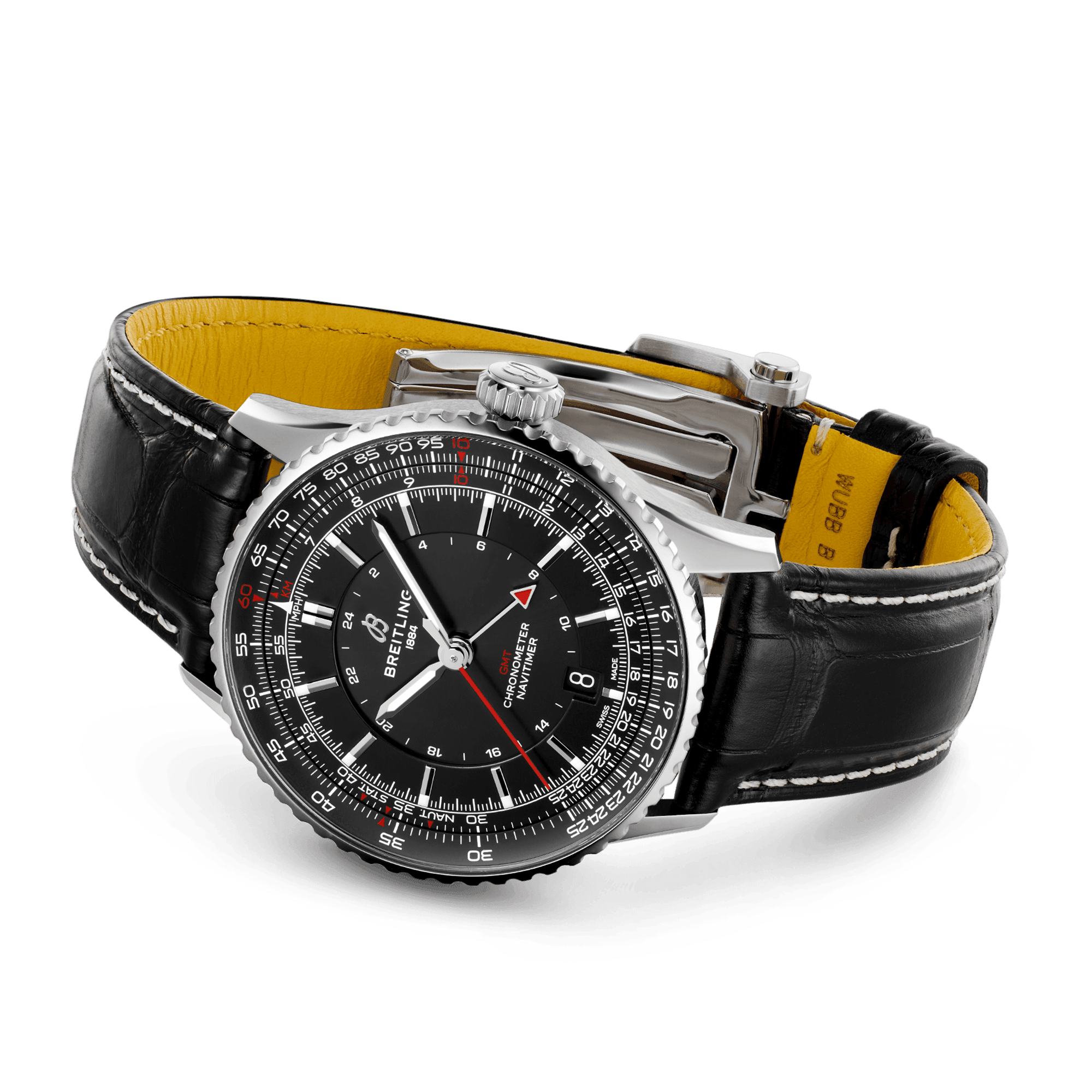 Breitling Navitimer GMT 41mm Black Dial Men's Automatic Strap Watch - Berry's Jewellers