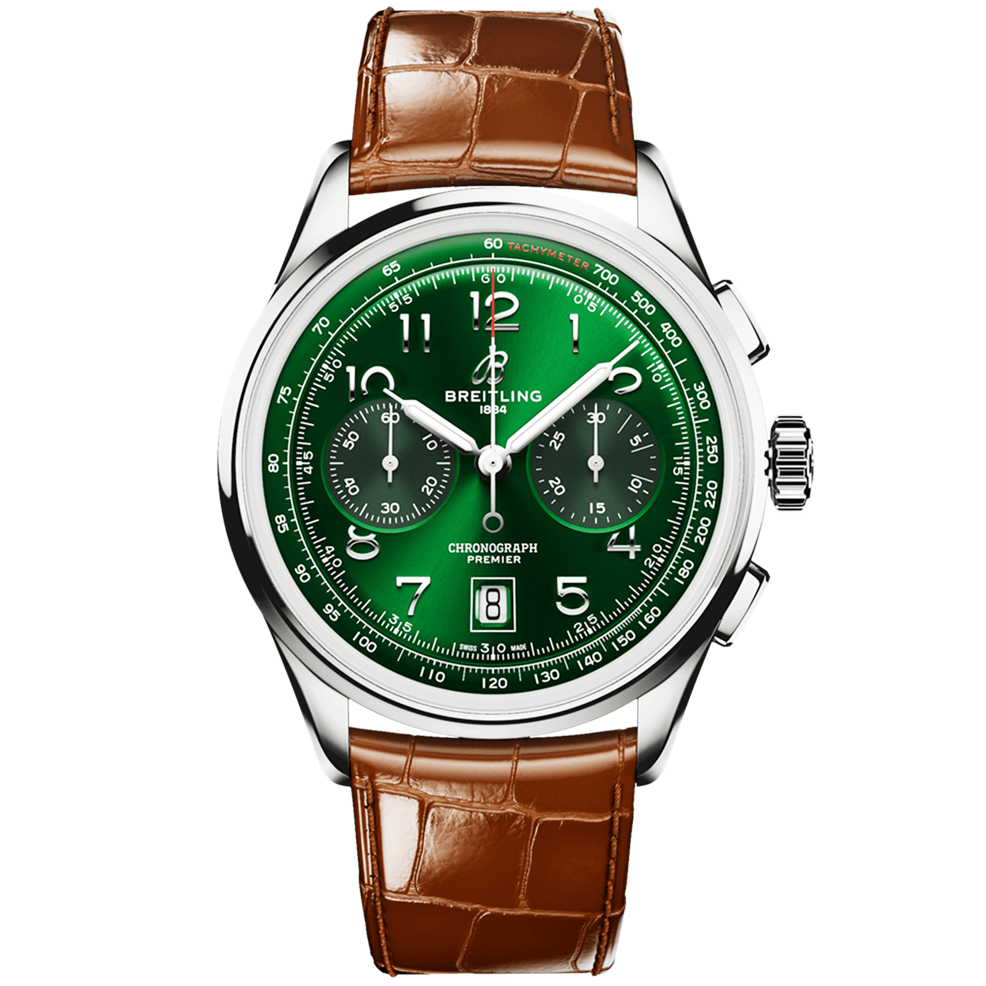 Breitling Premier B01 42mm Green Dial Mens Automatic Chronograph Strap Watch - Berry's Jewellers