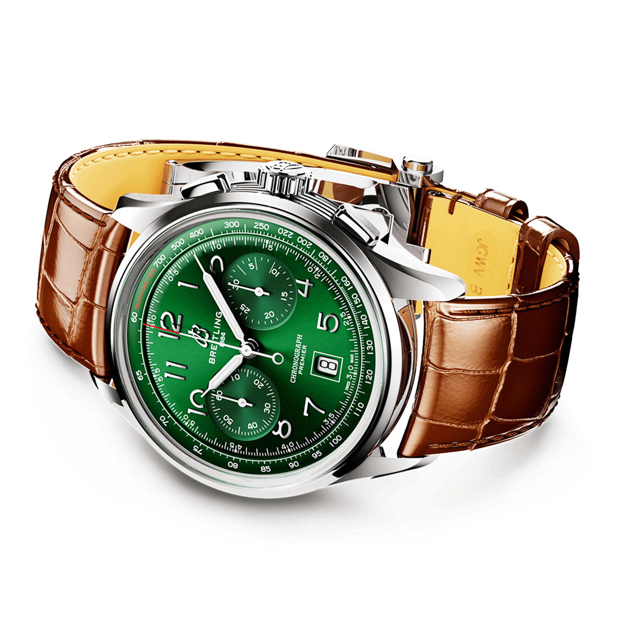 Breitling Premier B01 42mm Green Dial Mens Automatic Chronograph Strap Watch - Berry's Jewellers