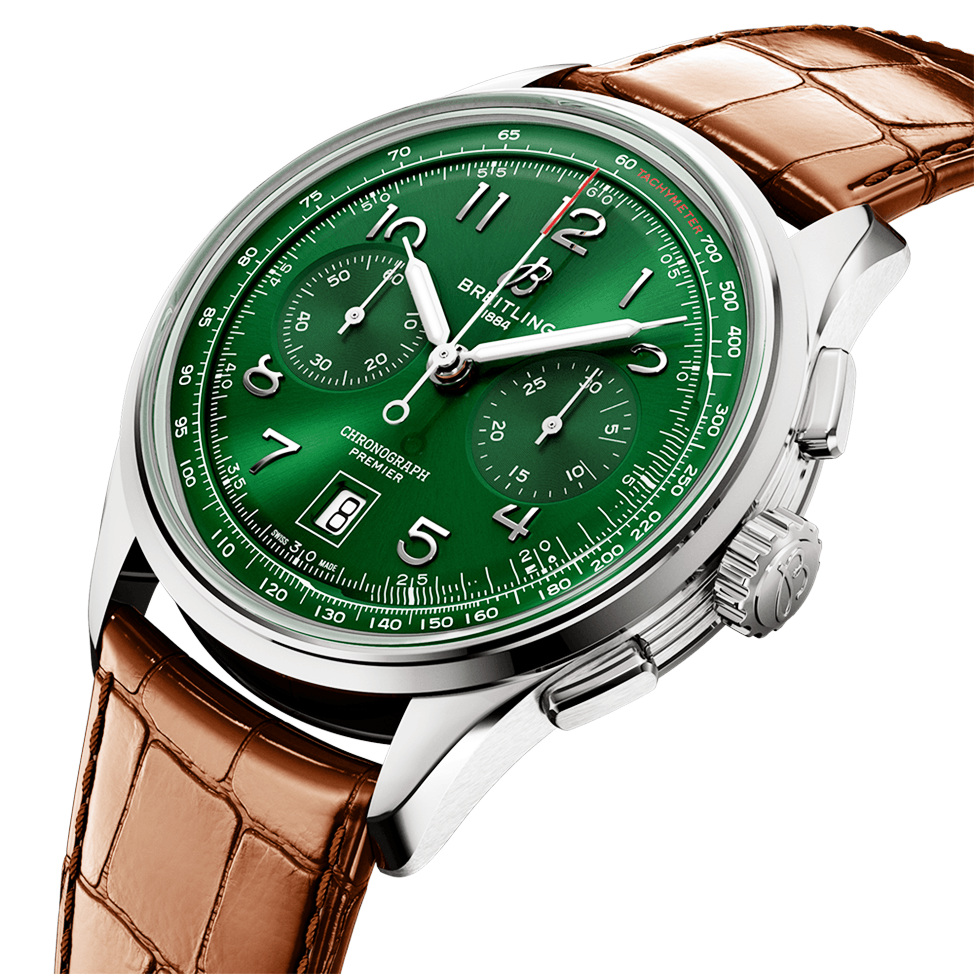 Breitling Premier B01 42mm Green Dial Mens Automatic Chronograph Strap Watch - Berry's Jewellers