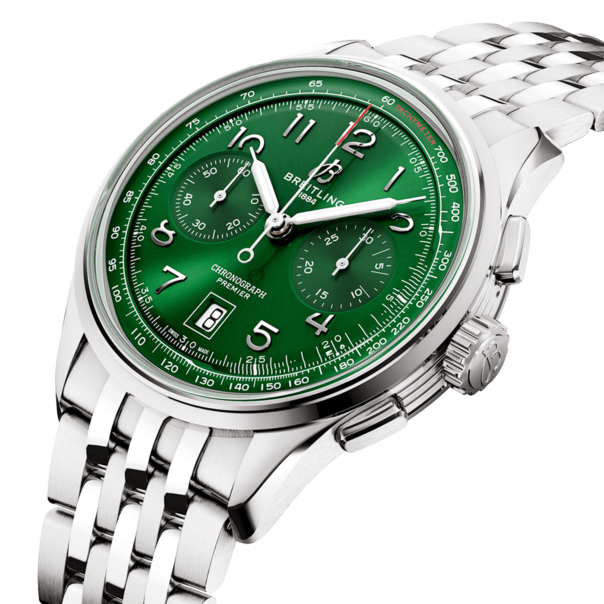 Breitling Premier B01 42mm Green Sunray Dial Automatic Chronograph Watch - Berry's Jewellers