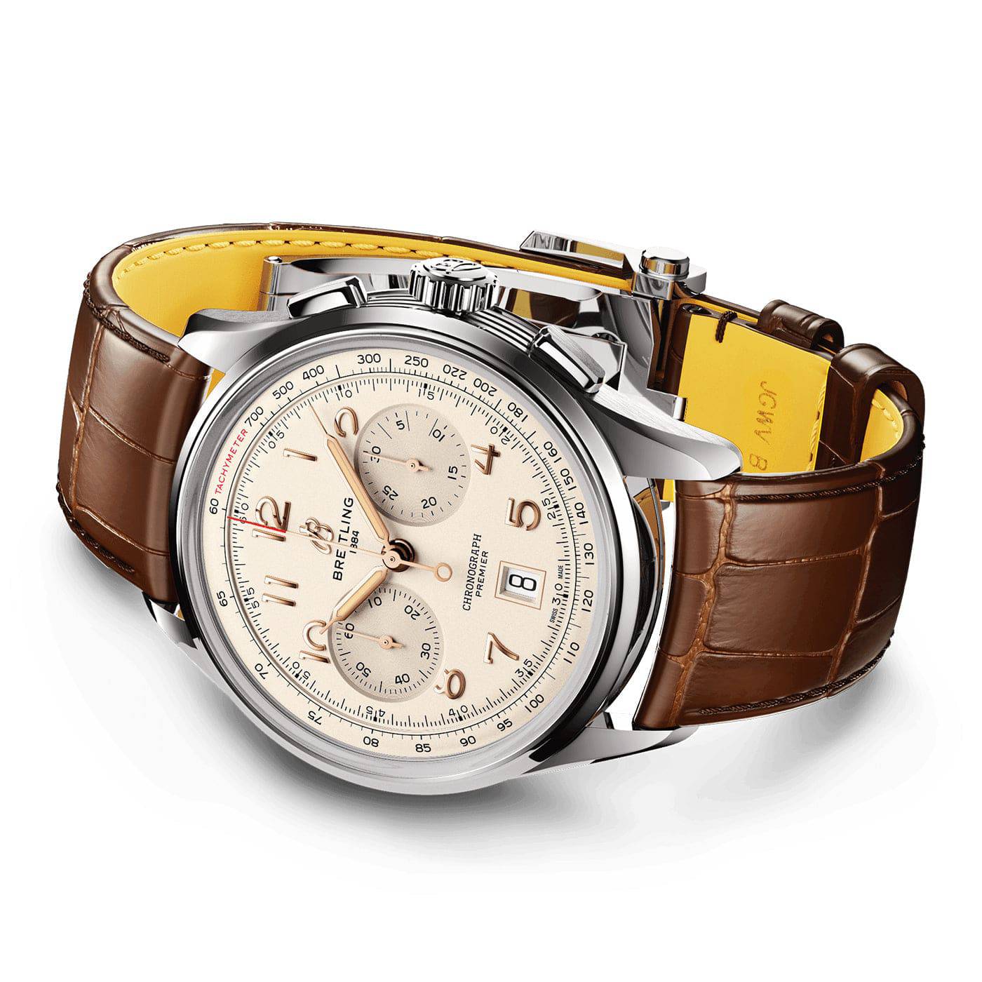 Breitling Premier B01 42mm Silver Dial Automatic Chronograph Strap Watch - Berry's Jewellers