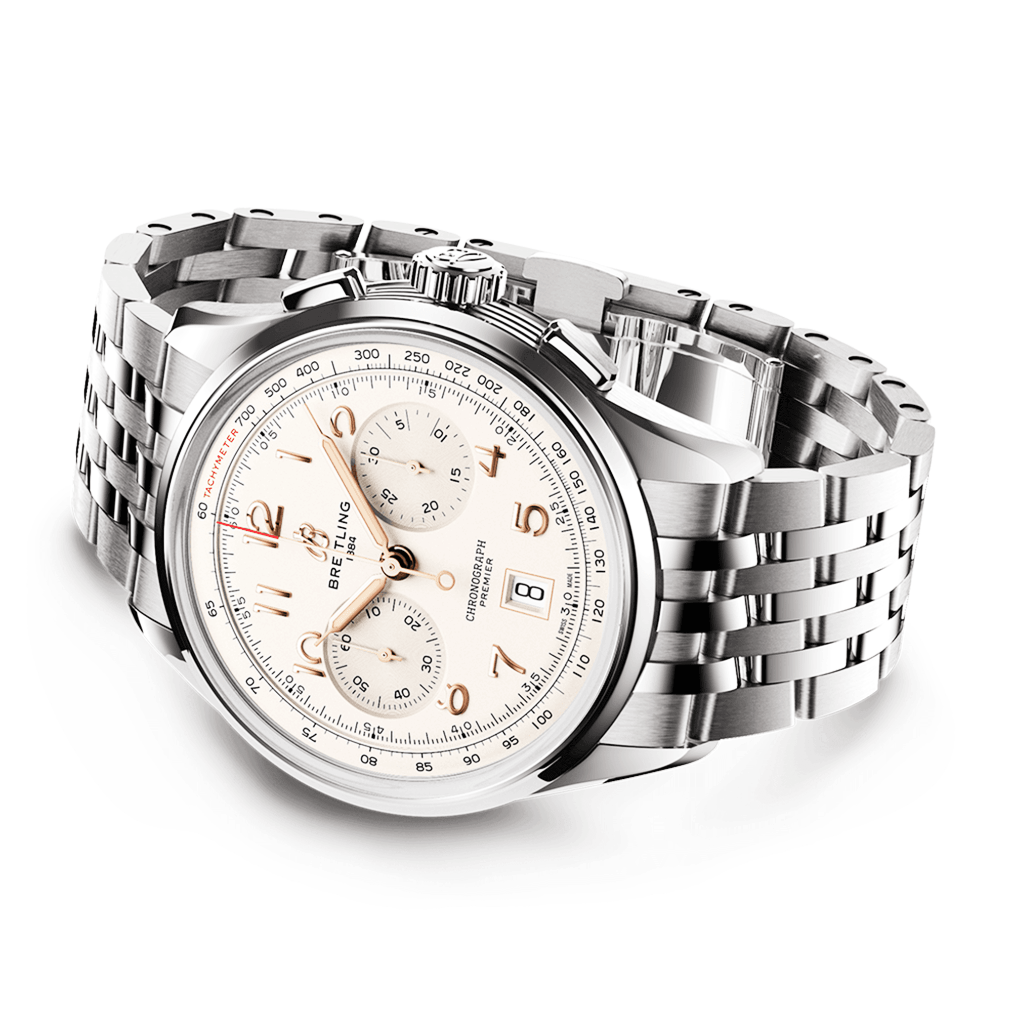 Premier B01 42mm Silver/Gold Dial Automatic Chronograph Bracelet Watch