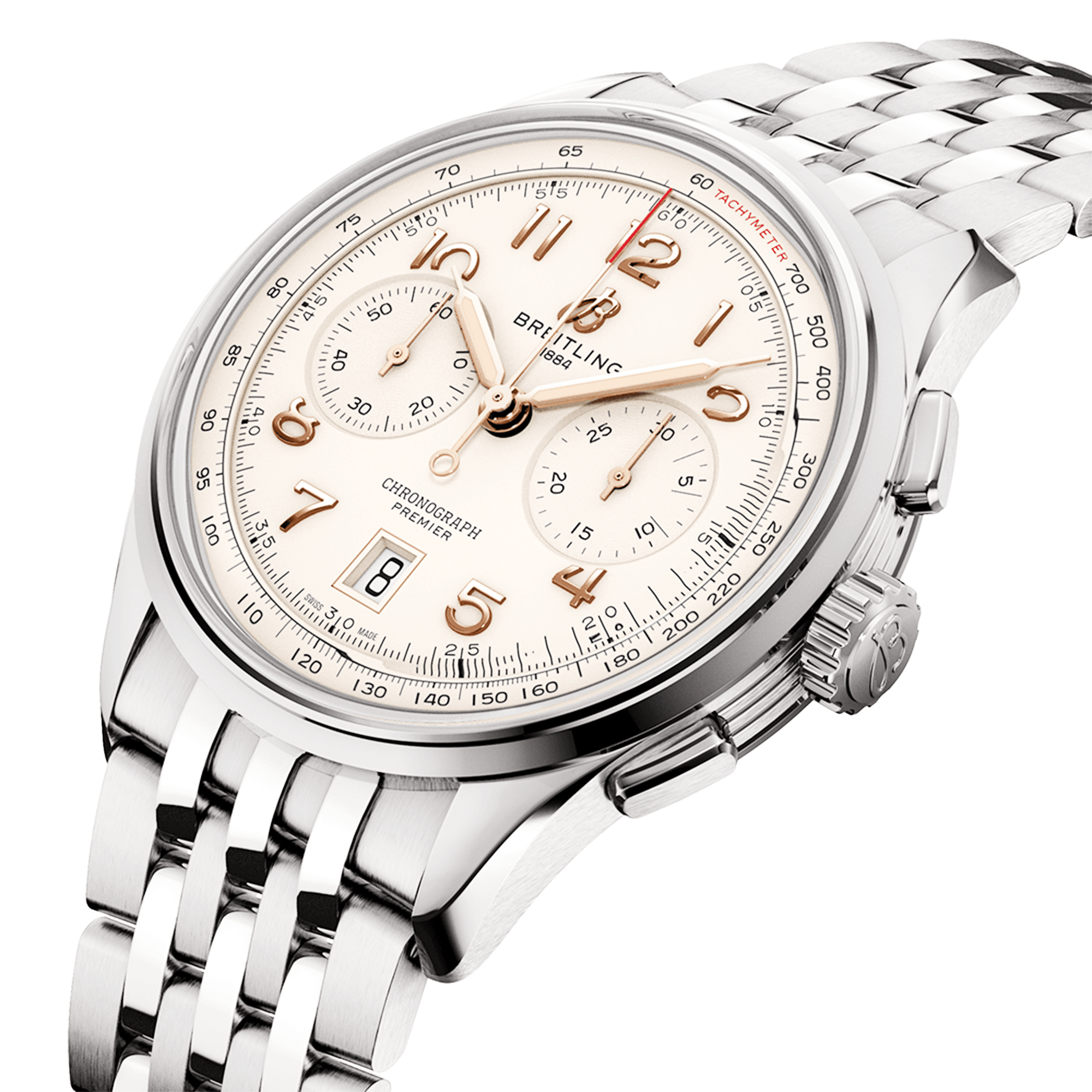 Breitling Premier B01 42mm Silver/Gold Dial Automatic Chronograph Bracelet Watch - Berry's Jewellers