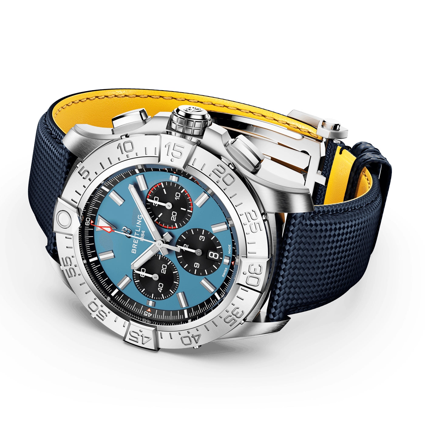 Super Avenger Chronograph 46mm Titanium Blue Dial Strap Watch