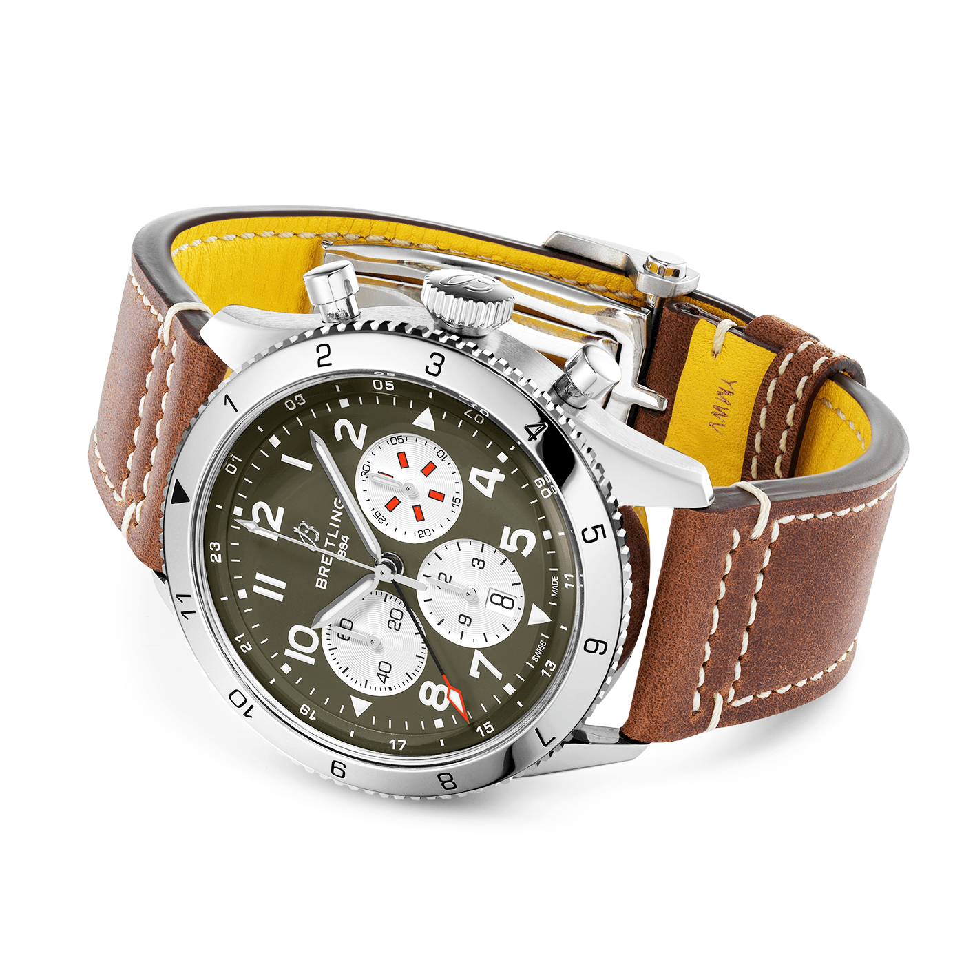 Breitling Super AVI Curtiss Warhawk GMT 46mm Green Dial Chronograph Watch - Berry's Jewellers