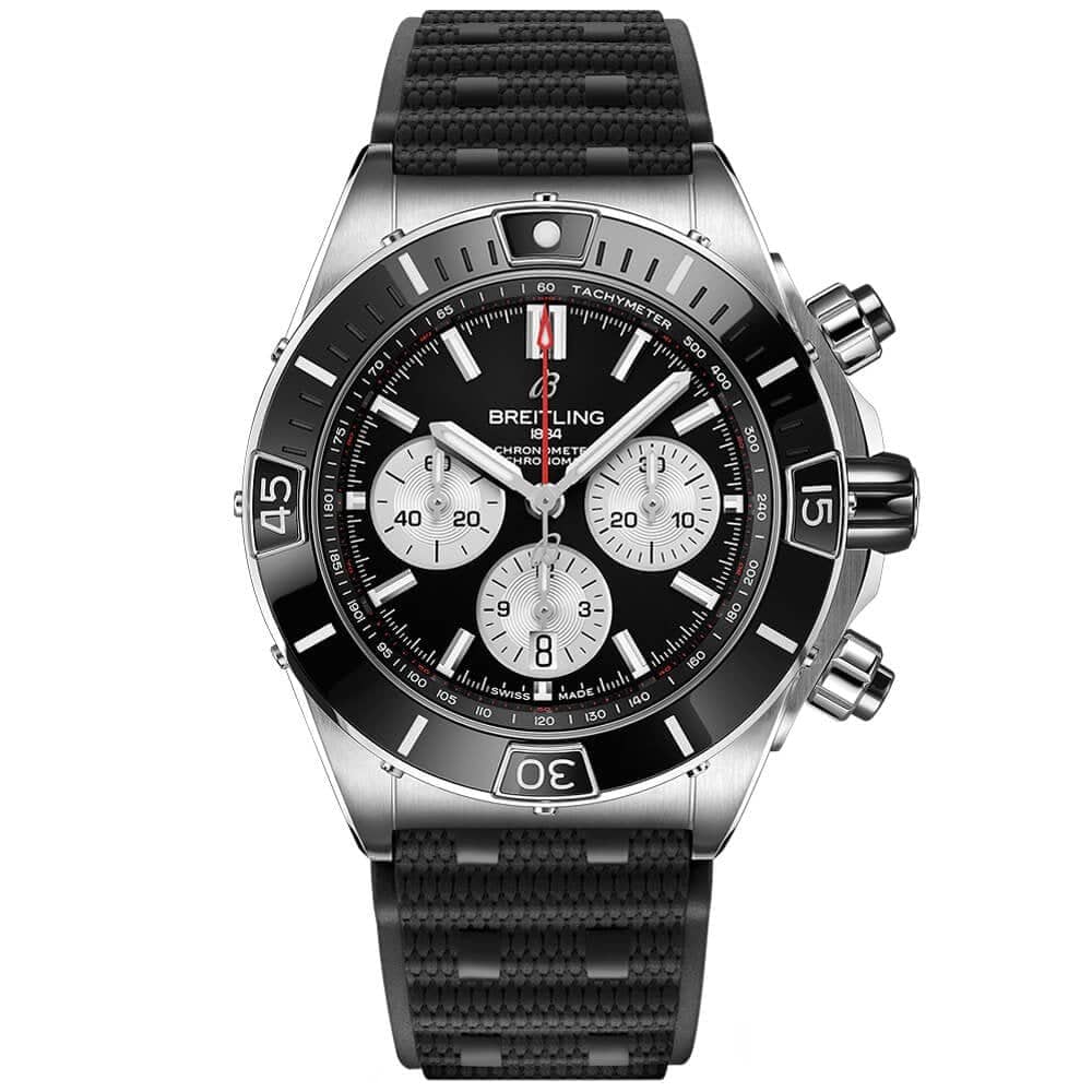 Breitling Super Chronomat 44mm Black Dial & Ceramic Bezel Men's Strap Watch - Berry's Jewellers