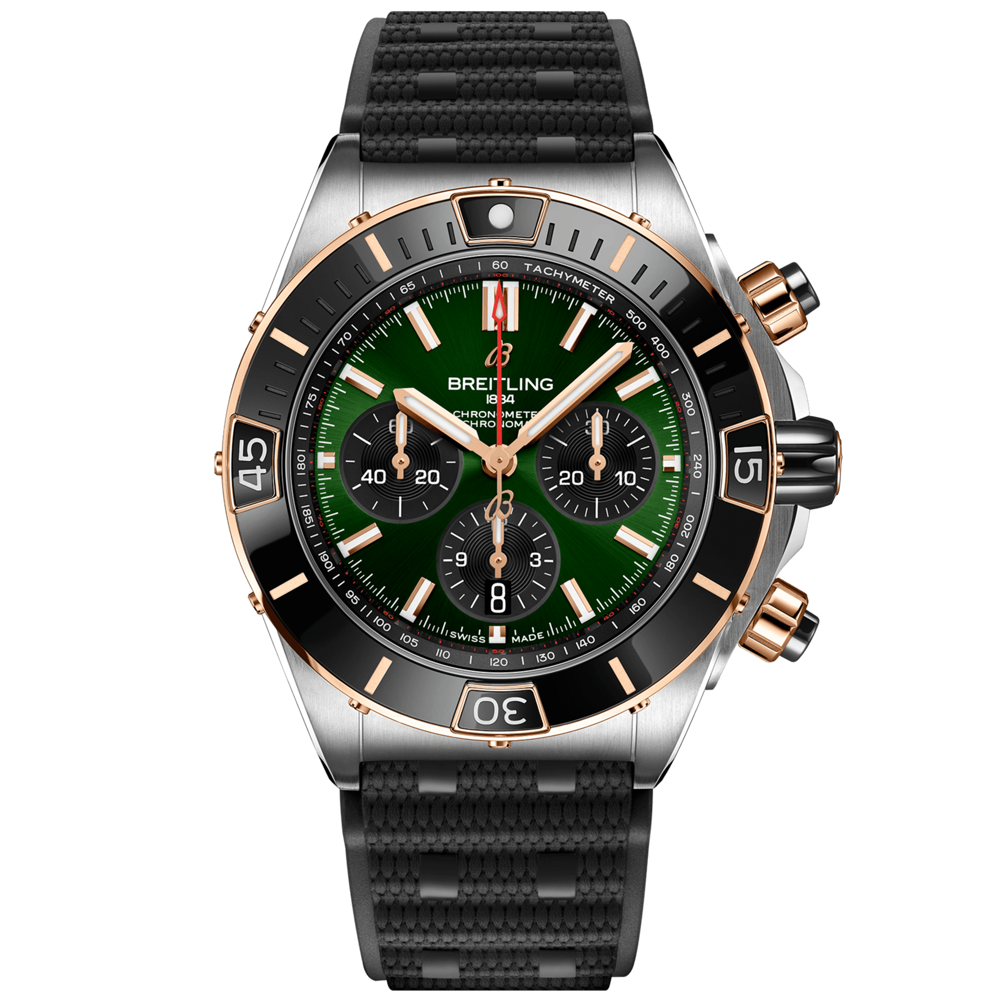 Breitling Super Chronomat 44mm Two-Tone Green Dial Men's Automatic Watch - Berry's Jewellers