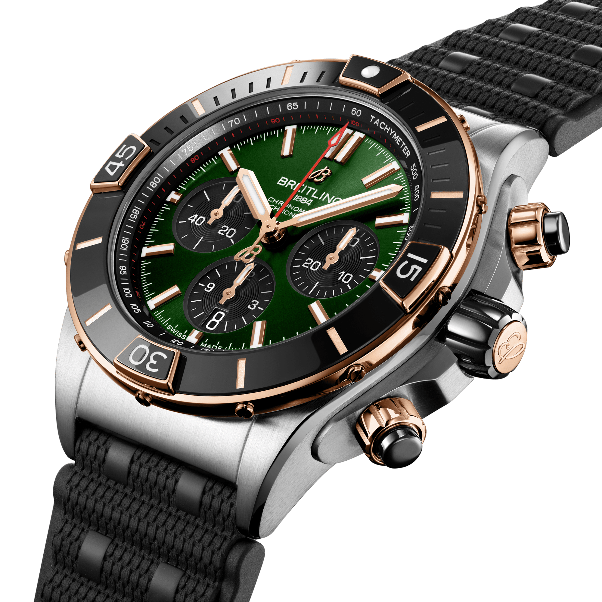 Breitling Super Chronomat 44mm Two-Tone Green Dial Men's Automatic Watch - Berry's Jewellers