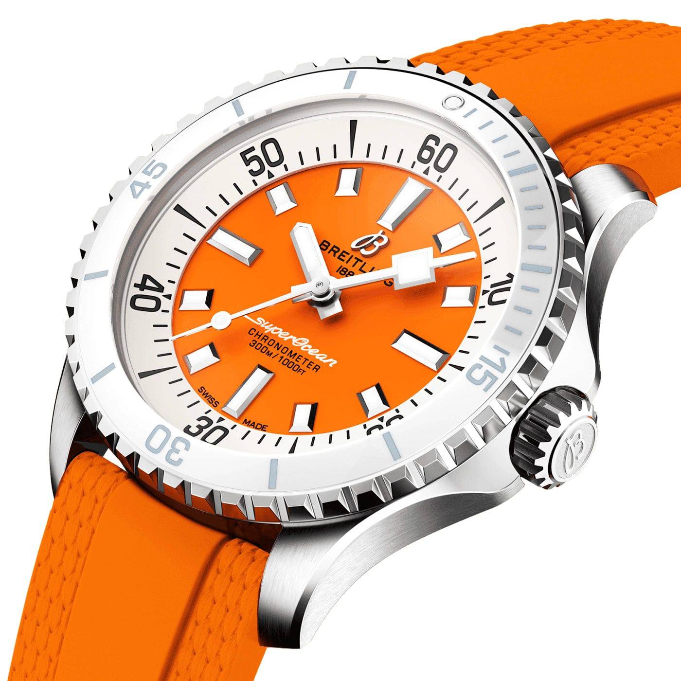 Superocean 36mm Orange Dial Ladies Automatic Strap Watch