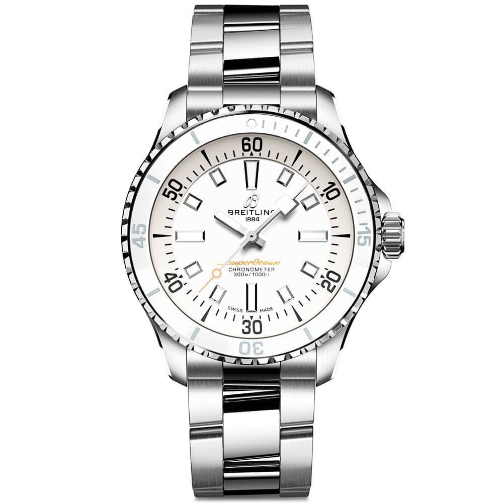 Breitling Superocean 36mm White Dial Ladies Automatic Bracelet Watch - Berry's Jewellers