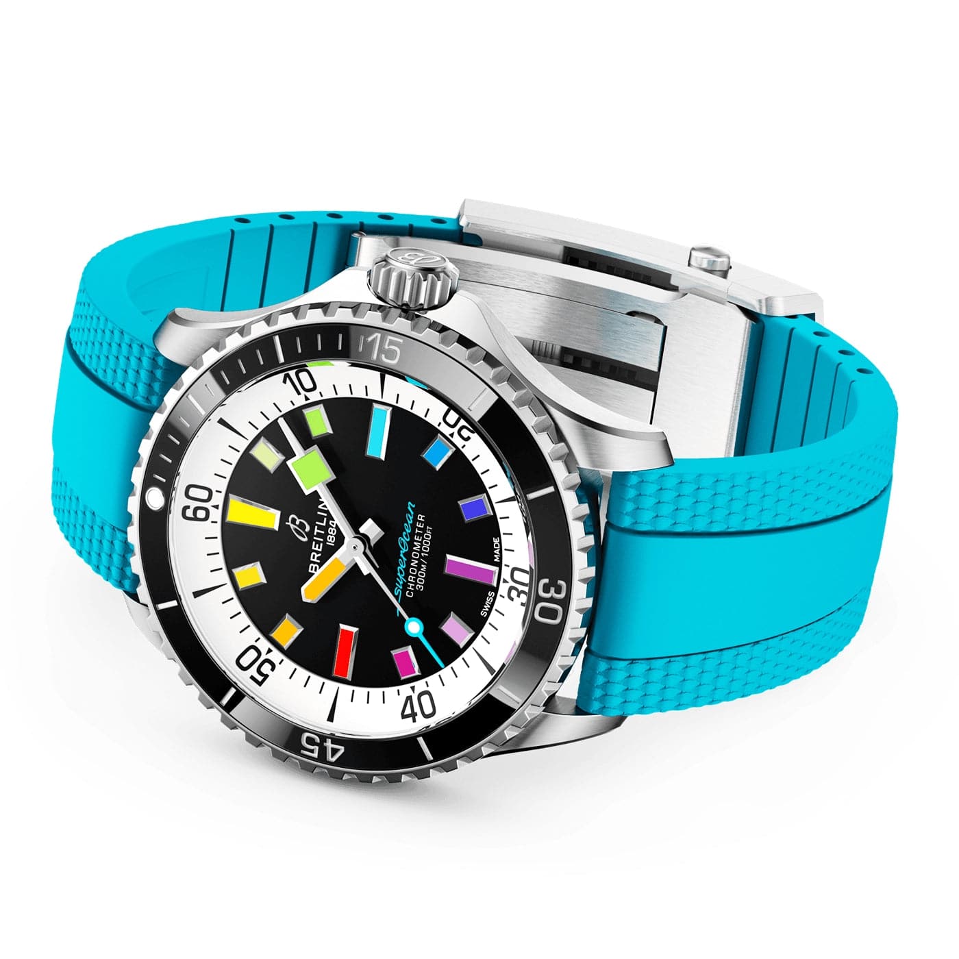 Breitling Superocean 42mm Rainbow Dial Men's Automatic Strap Watch - Berry's Jewellers