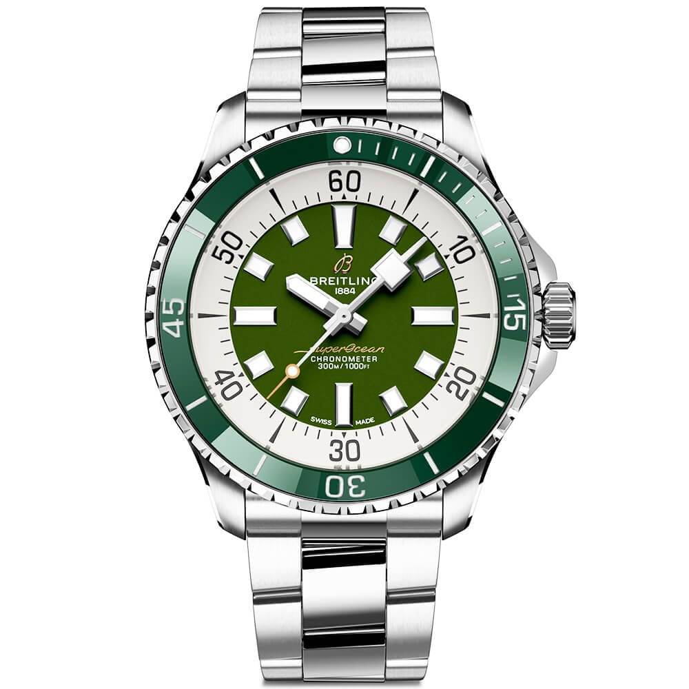 Breitling Superocean 44mm Green Dial Men's Automatic Bracelet Watch - Berry's Jewellers