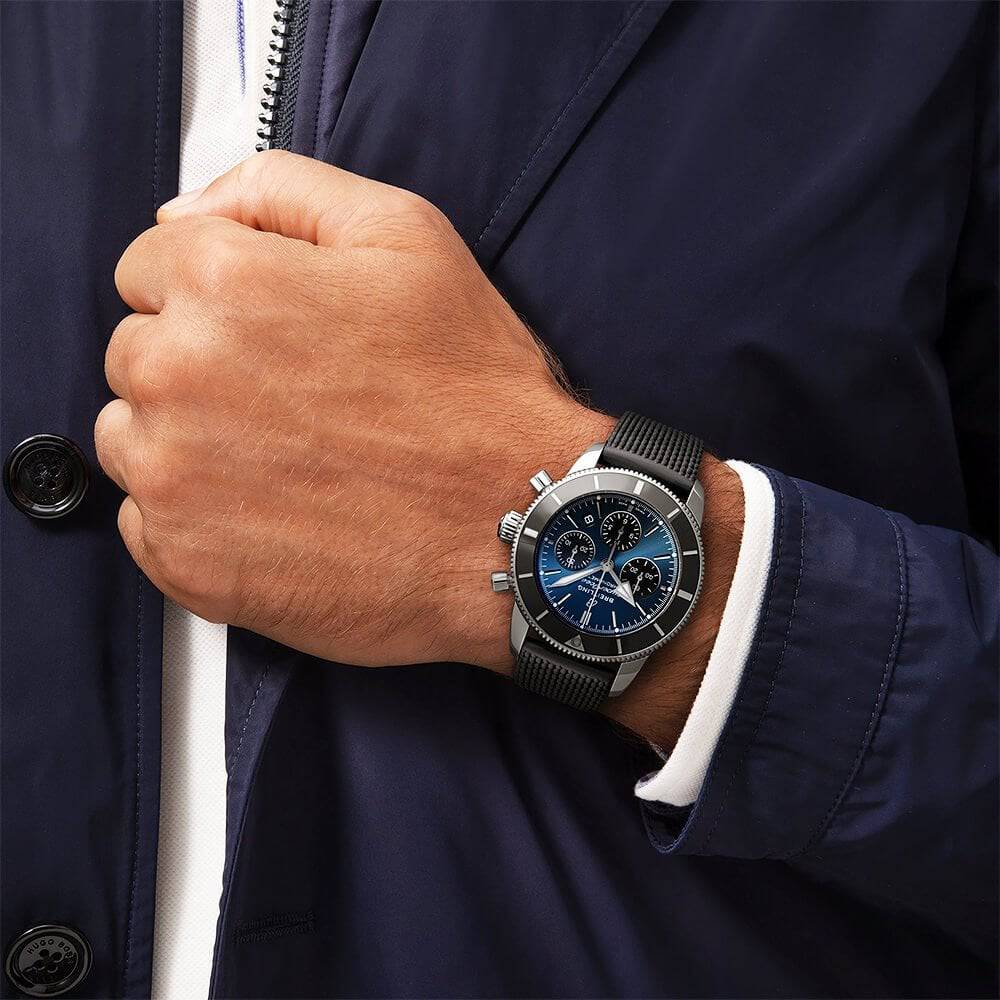 Breitling Superocean Heritage B01 Blue/Black Dial Men's Chronograph Strap Watch - Berry's Jewellers