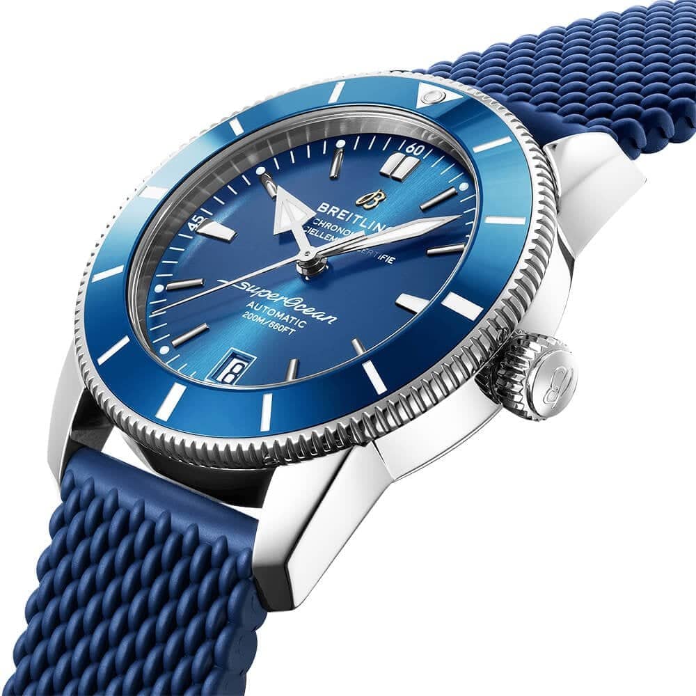 Breitling Superocean Heritage II 42mm Blue Dial & Bezel Rubber Strap Watch - Berry's Jewellers