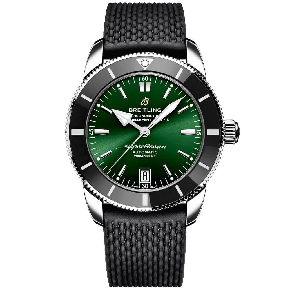 Breitling Superocean Heritage II 42mm Green Dial & Bezel Rubber Strap Watch - Berry's Jewellers