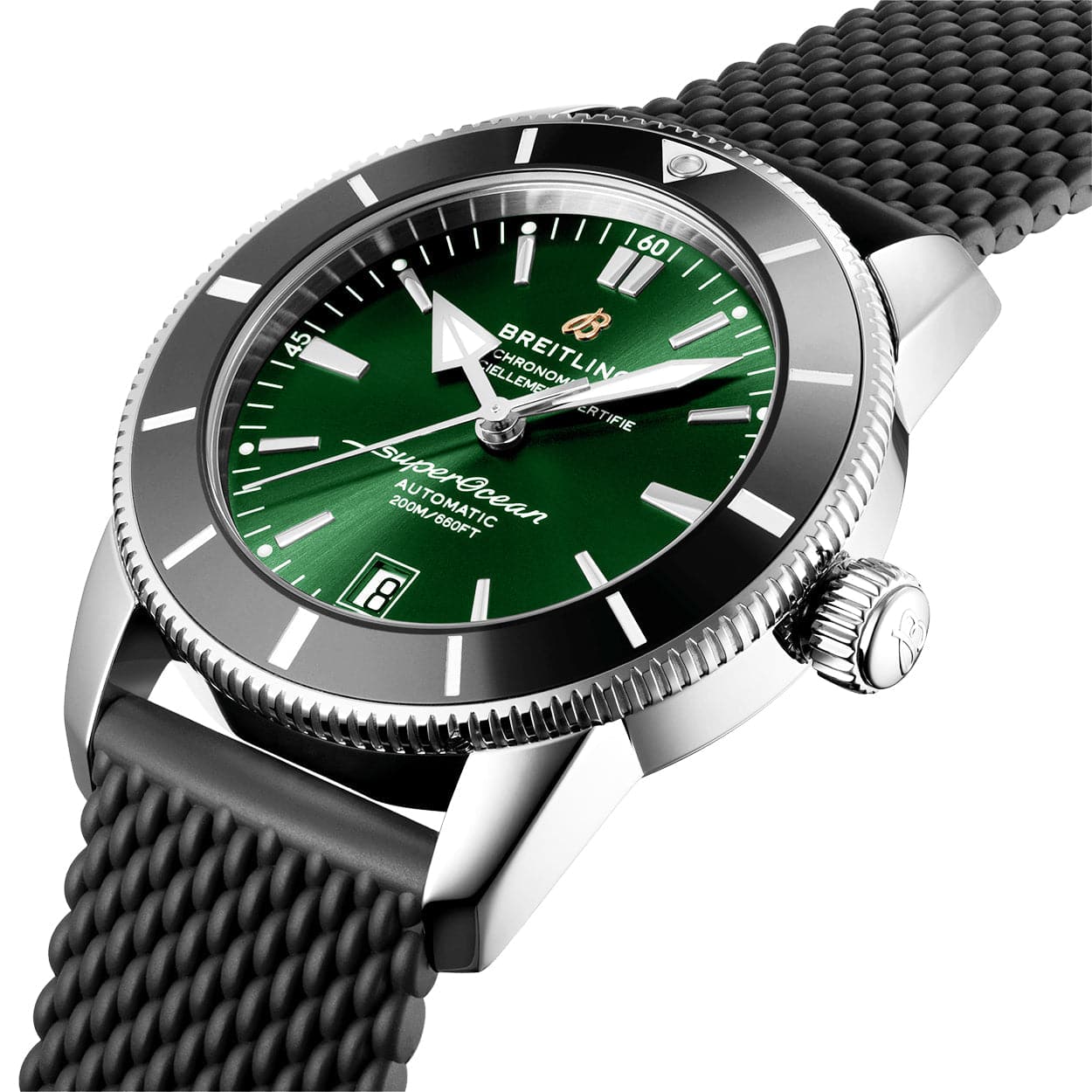 Breitling Superocean Heritage II 42mm Green Dial & Bezel Rubber Strap Watch - Berry's Jewellers