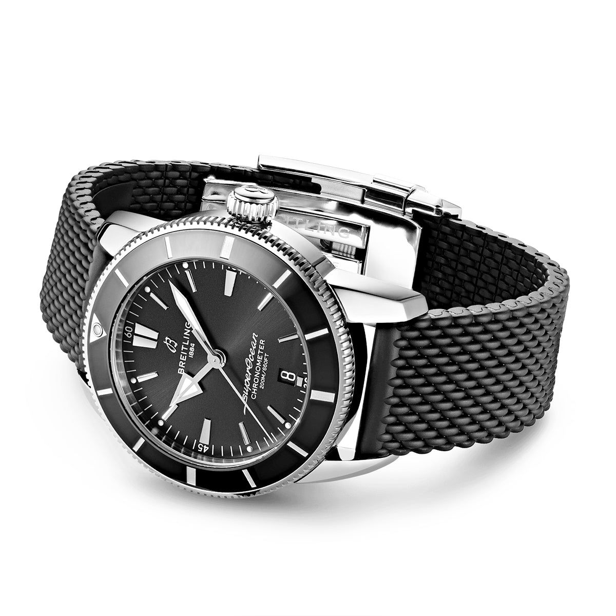 Breitling Superocean Heritage II 44mm Black Dial Automatic Rubber Strap Watch - Berry's Jewellers