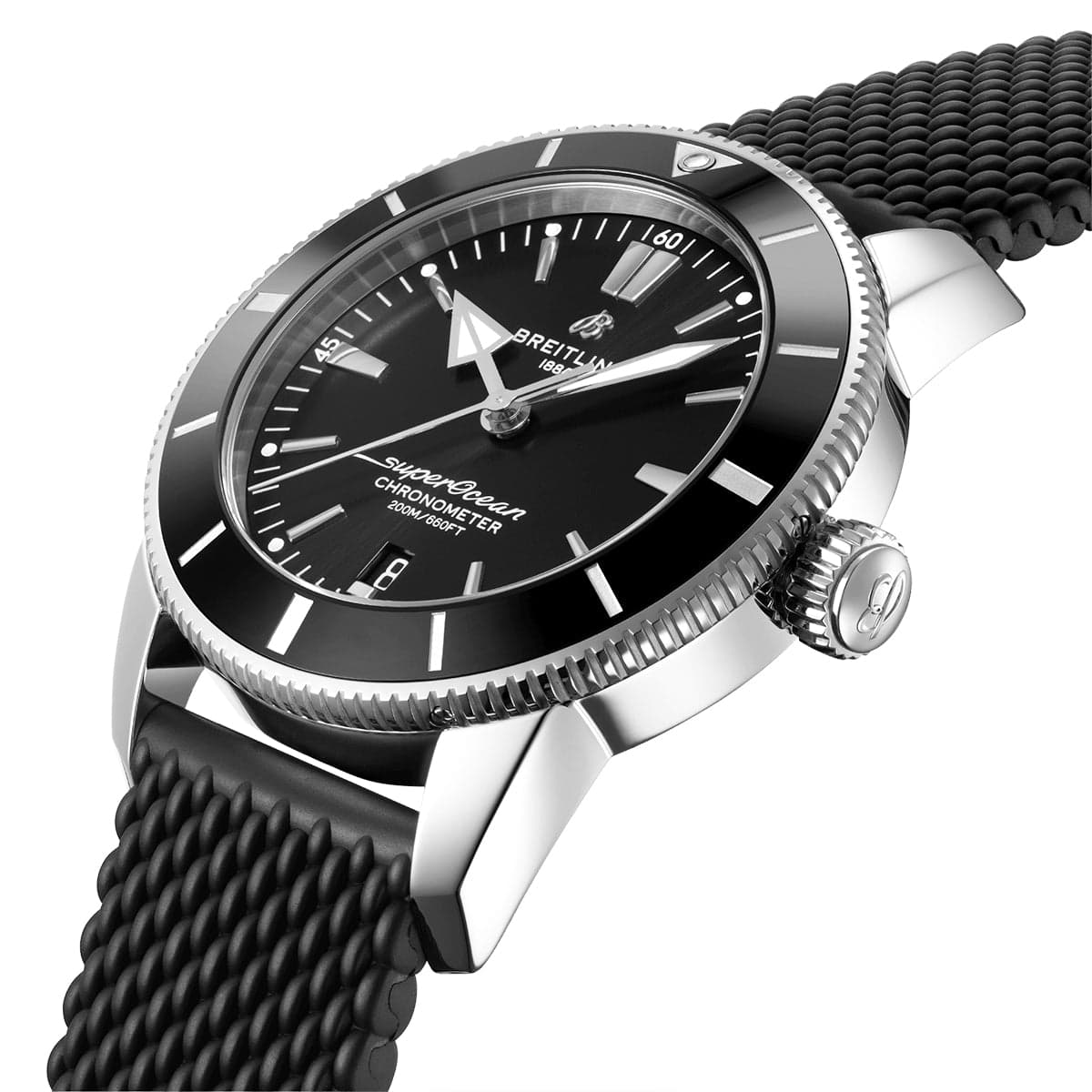 Breitling Superocean Heritage II 44mm Black Dial Automatic Rubber Strap Watch - Berry's Jewellers