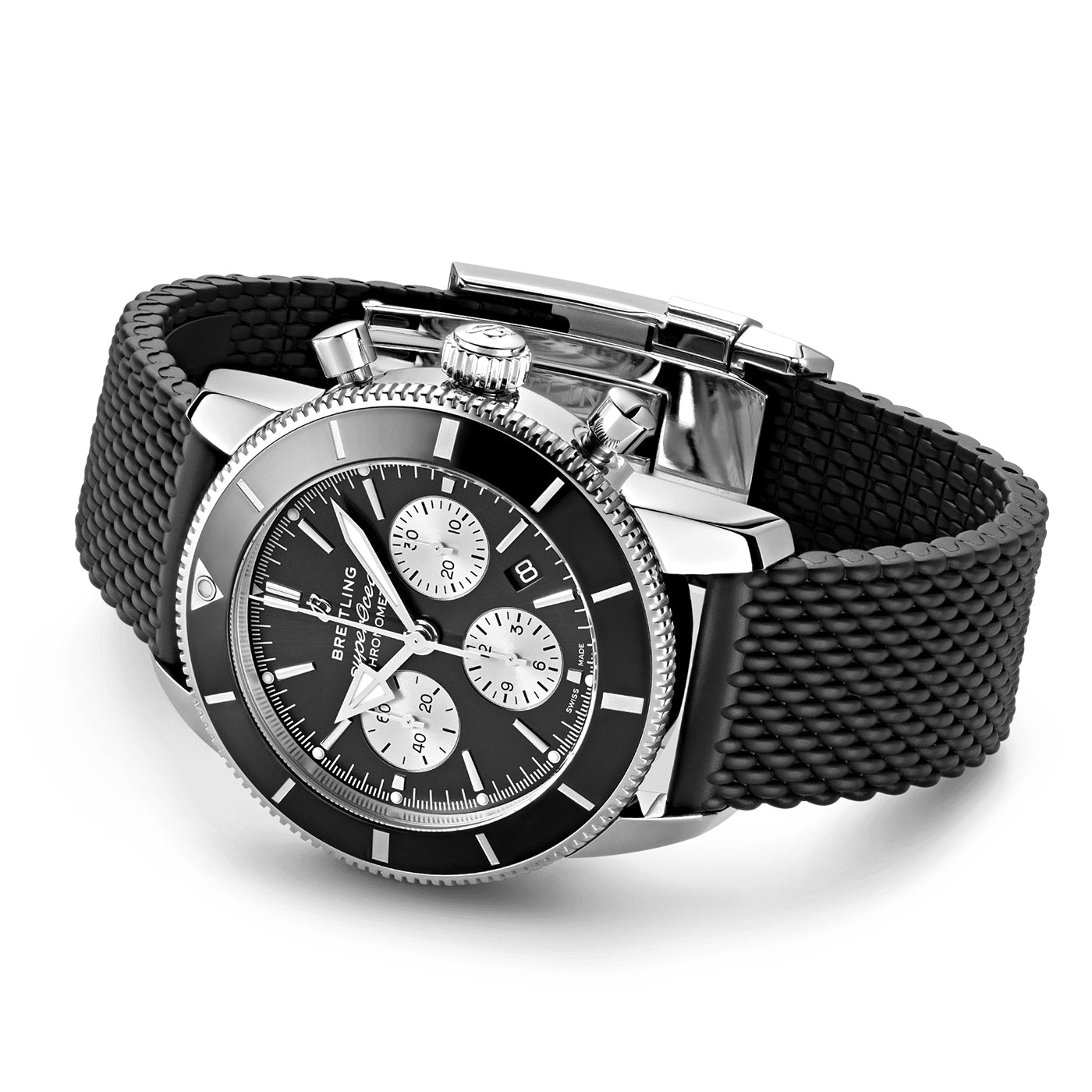 Breitling Superocean Heritage II 44mm Black/Silver Dial Rubber Strap Watch - Berry's Jewellers