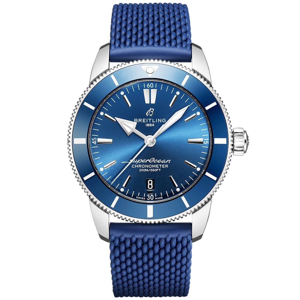 Breitling Superocean Heritage II 44mm Blue Dial Automatic Rubber Strap Watch - Berry's Jewellers