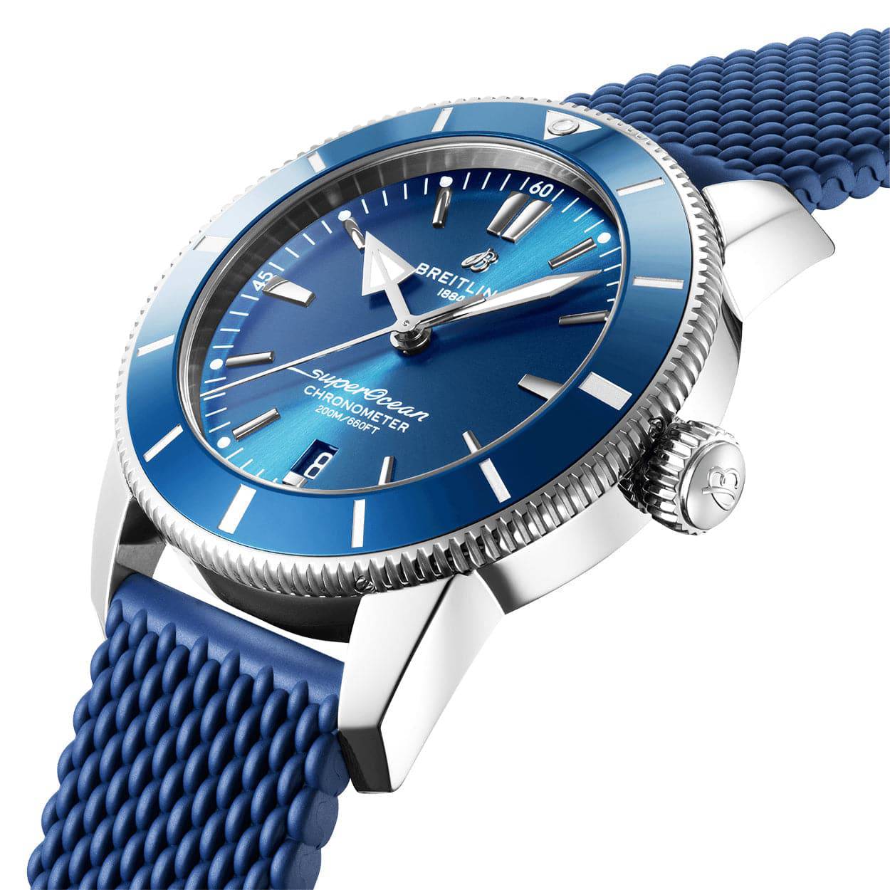 Breitling Superocean Heritage II 44mm Blue Dial Automatic Rubber Strap Watch - Berry's Jewellers