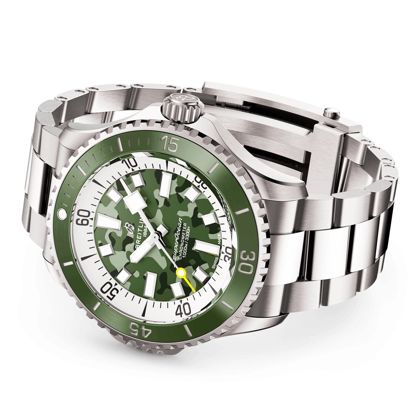 Superocean Super Diver 46mm Green Camo Dial Bracelet Watch