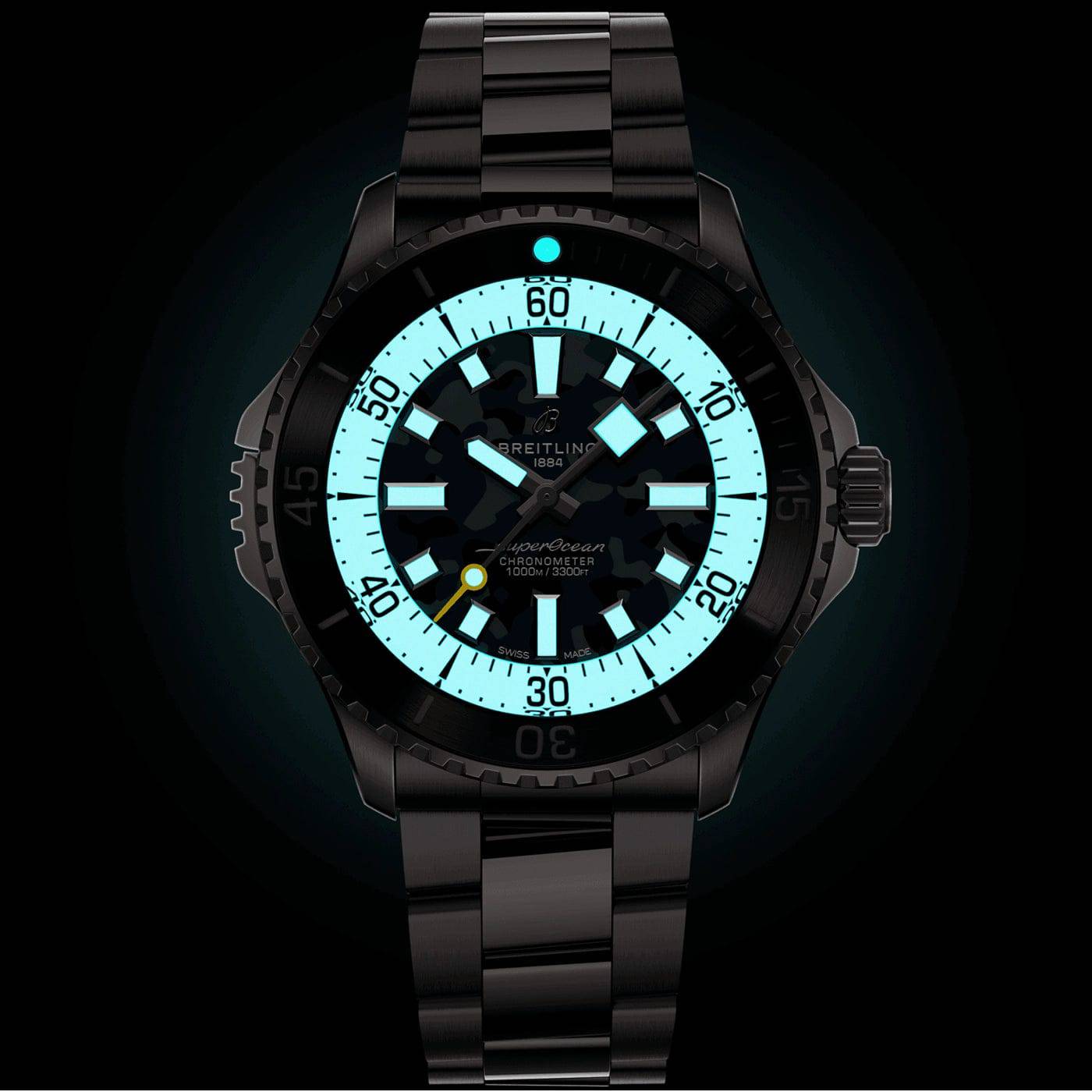 Superocean Super Diver 46mm Grey Camo Dial Bracelet Watch